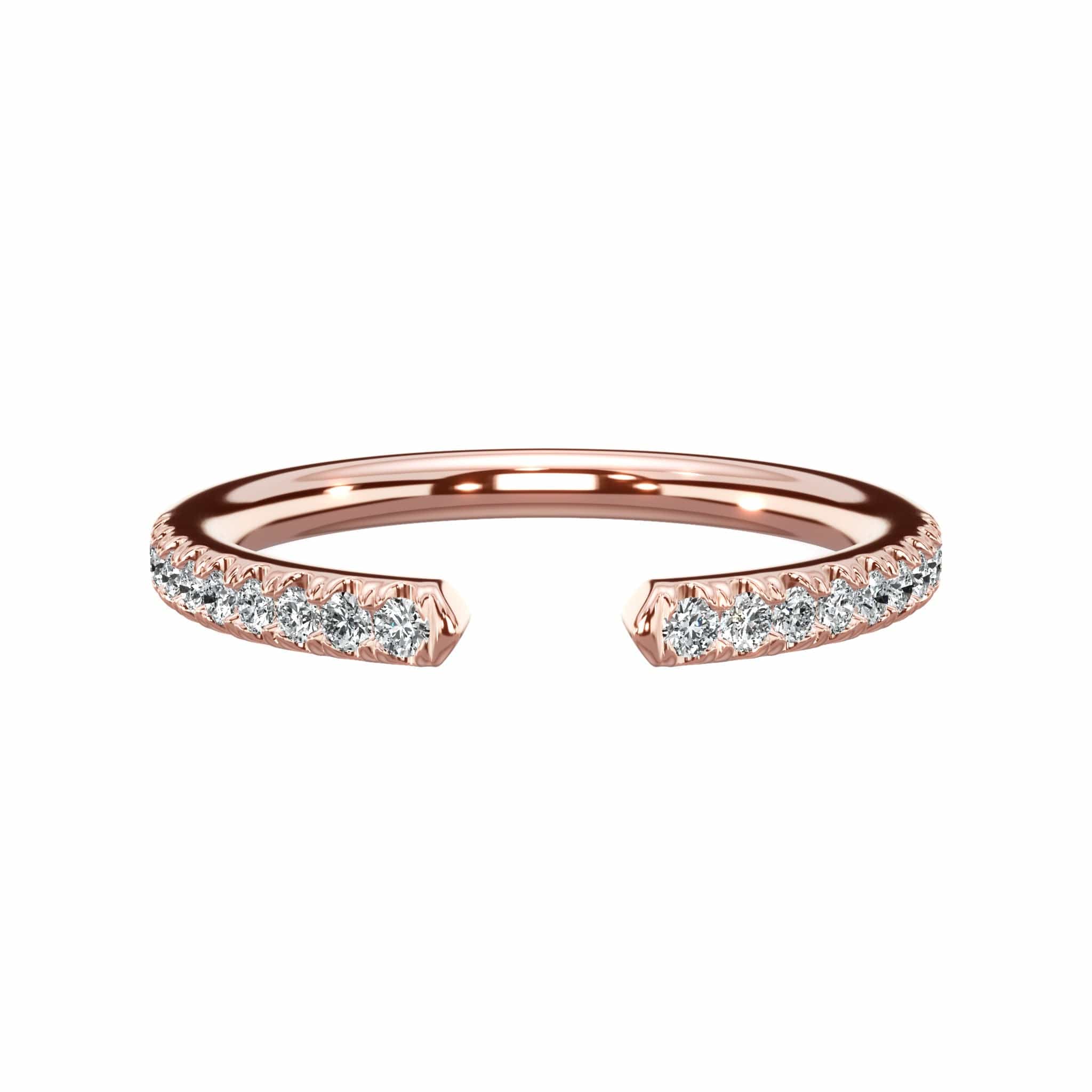 0.22 Ct Round Brilliant Cut Diamond Open Wedding Band in Rose Gold