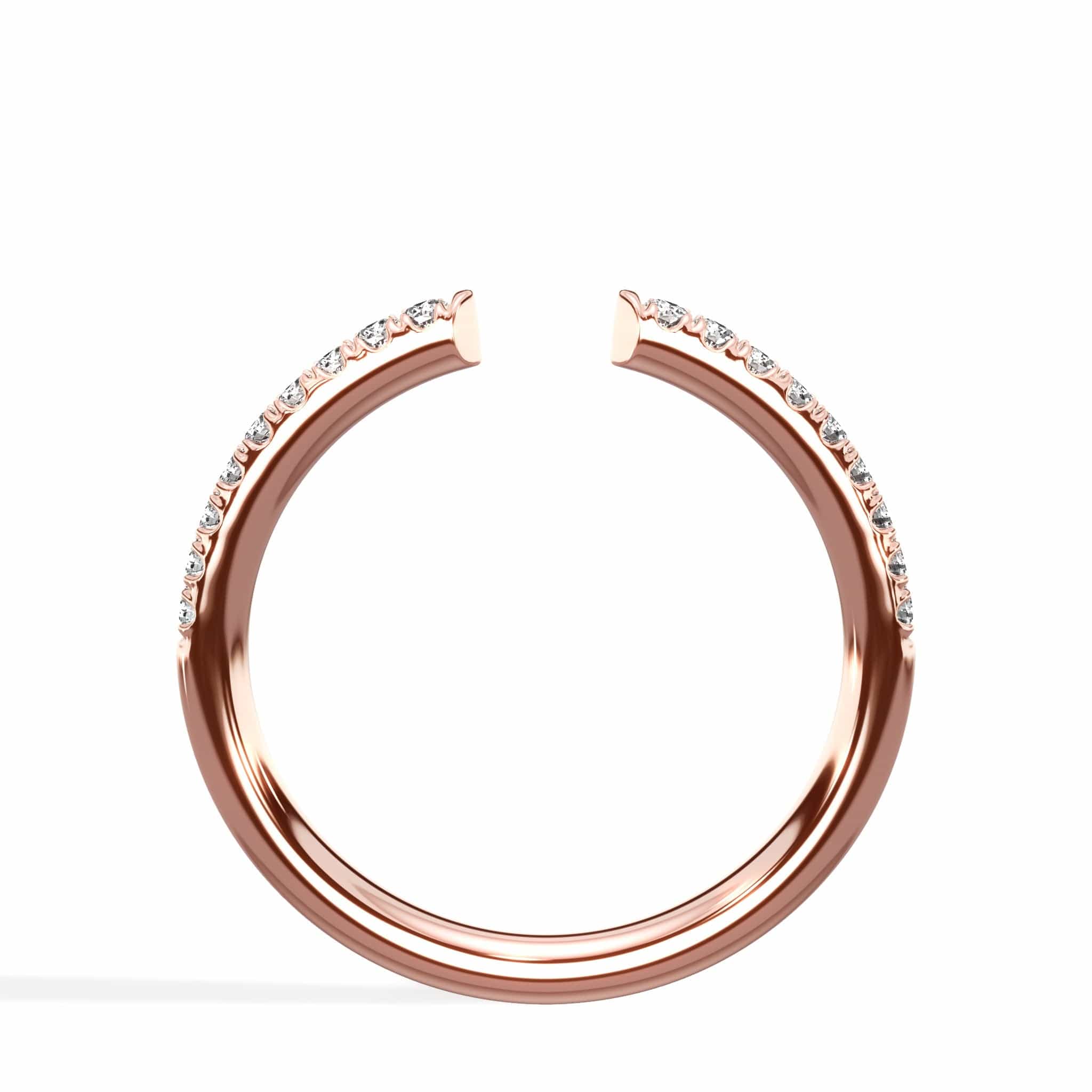 0.22 Ct Round Brilliant Cut Diamond Open Wedding Band in Rose Gold - Image 2