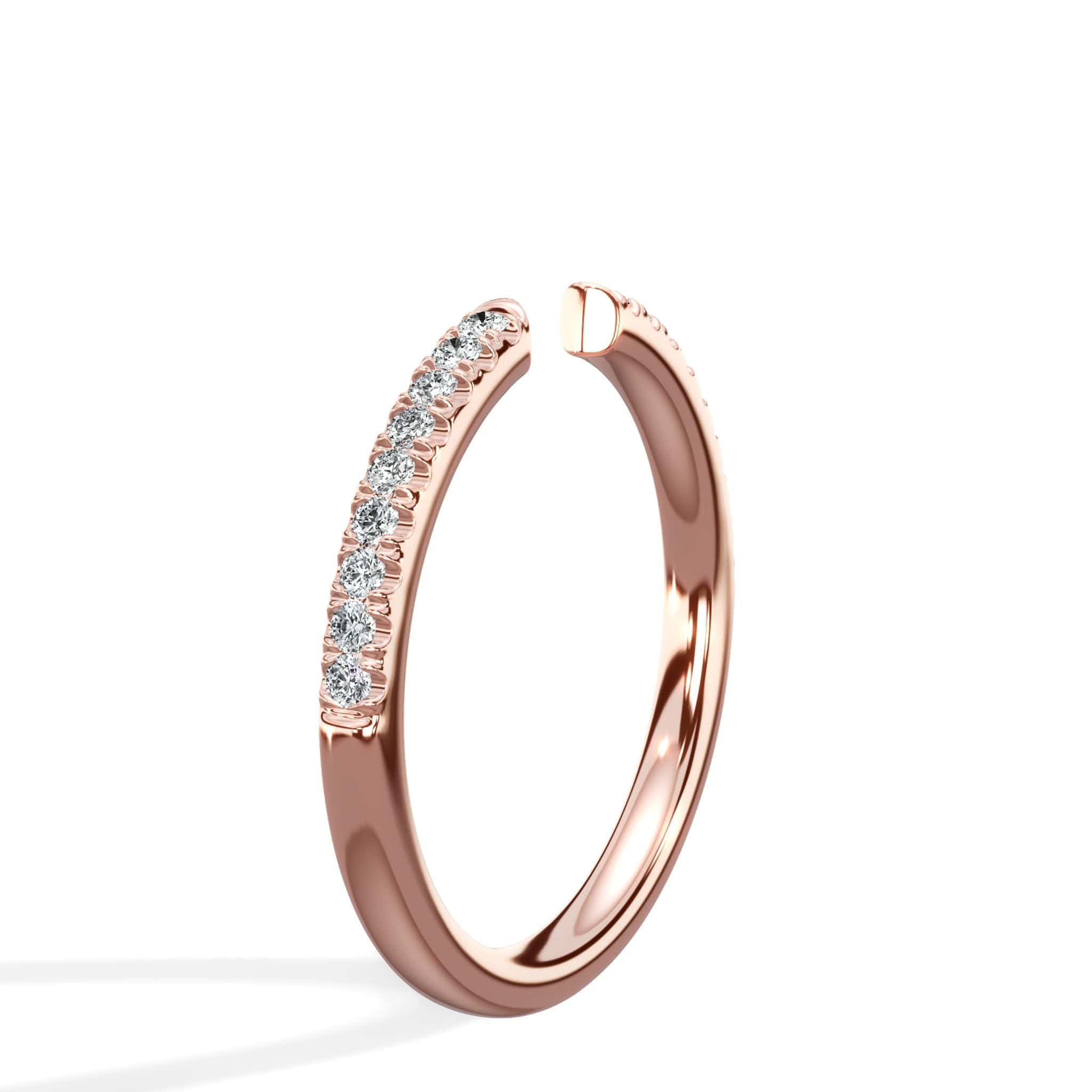 0.22 Ct Round Brilliant Cut Diamond Open Wedding Band in Rose Gold - Image 3