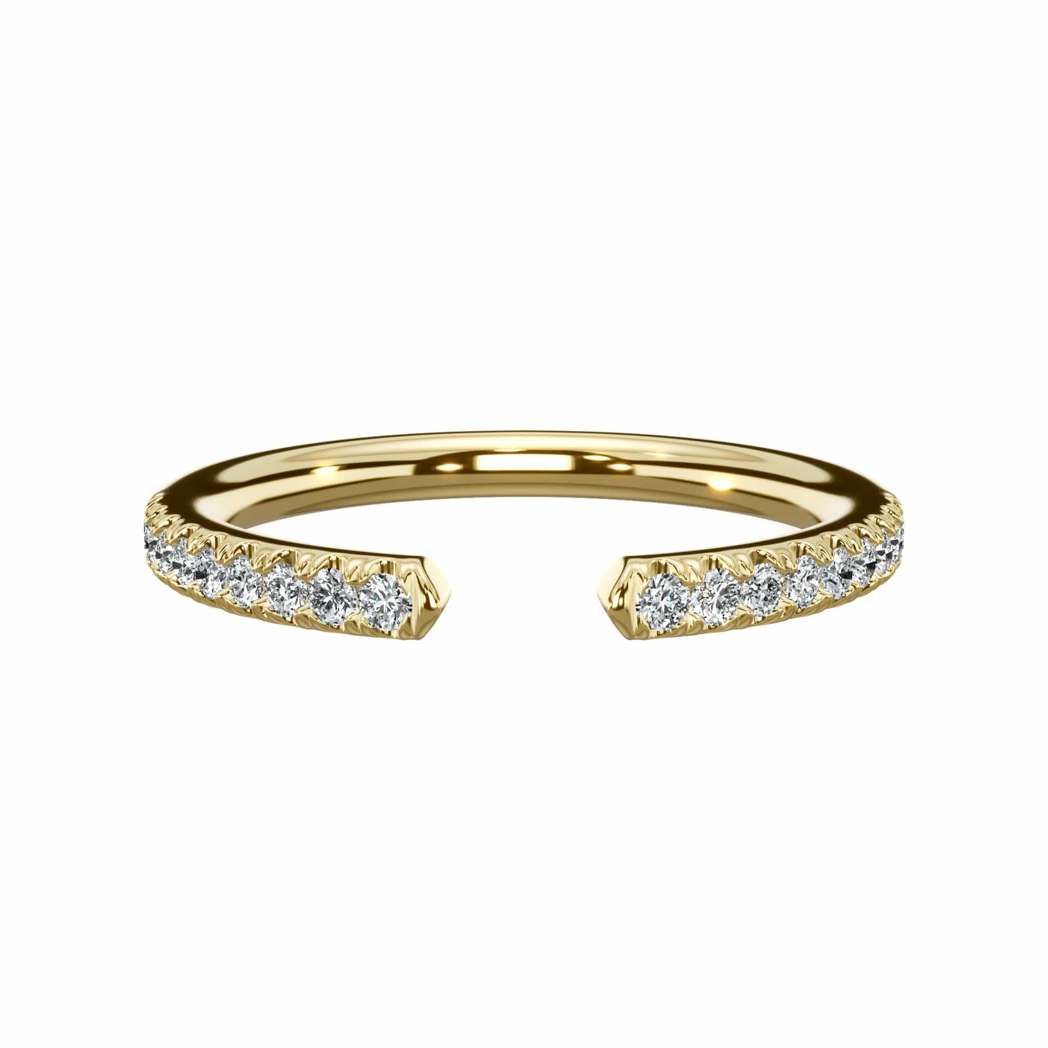 0.22 Ct Round Brilliant Cut Diamond Open Wedding Band in Yellow Gold