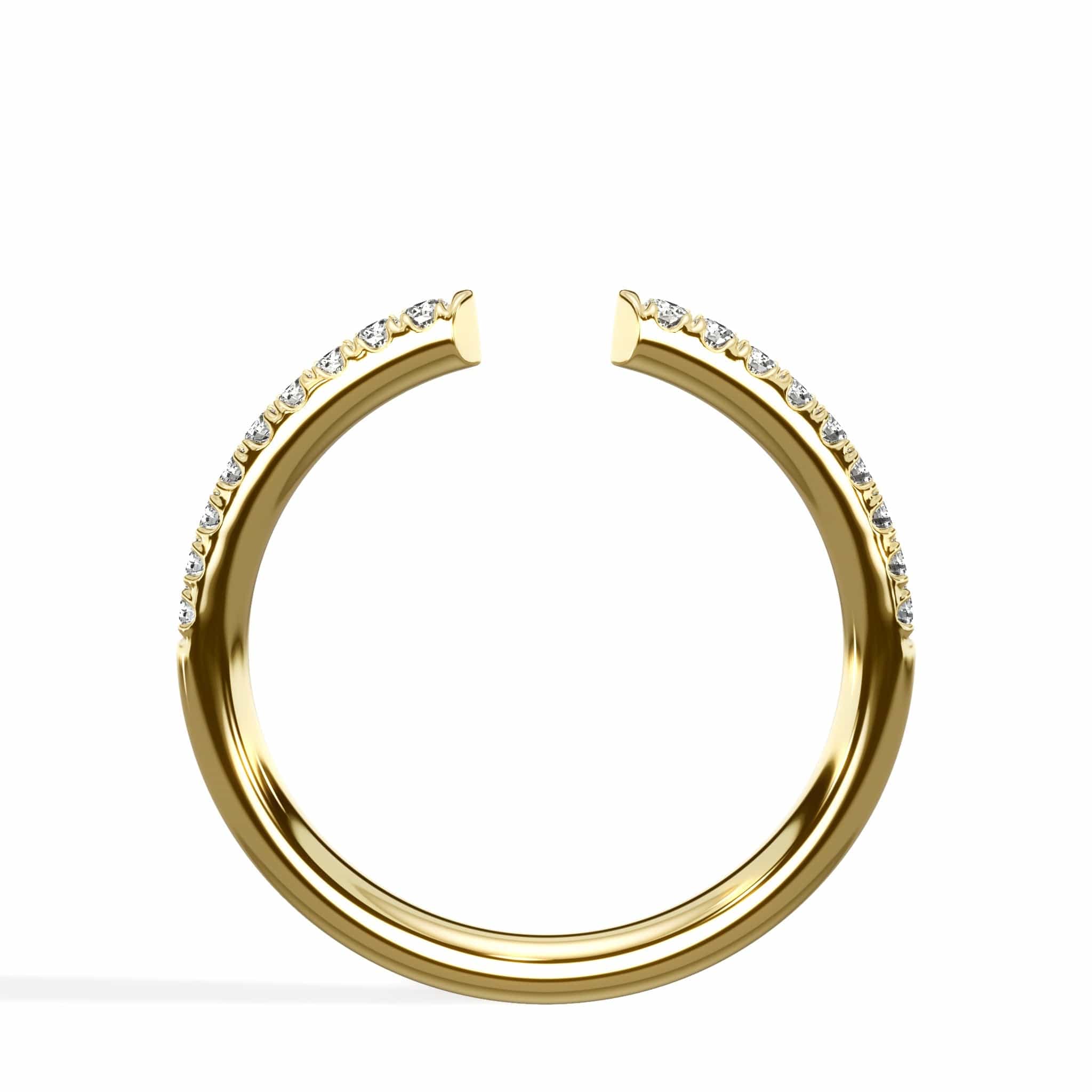 0.22 Ct Round Brilliant Cut Diamond Open Wedding Band in Yellow Gold - Image 2