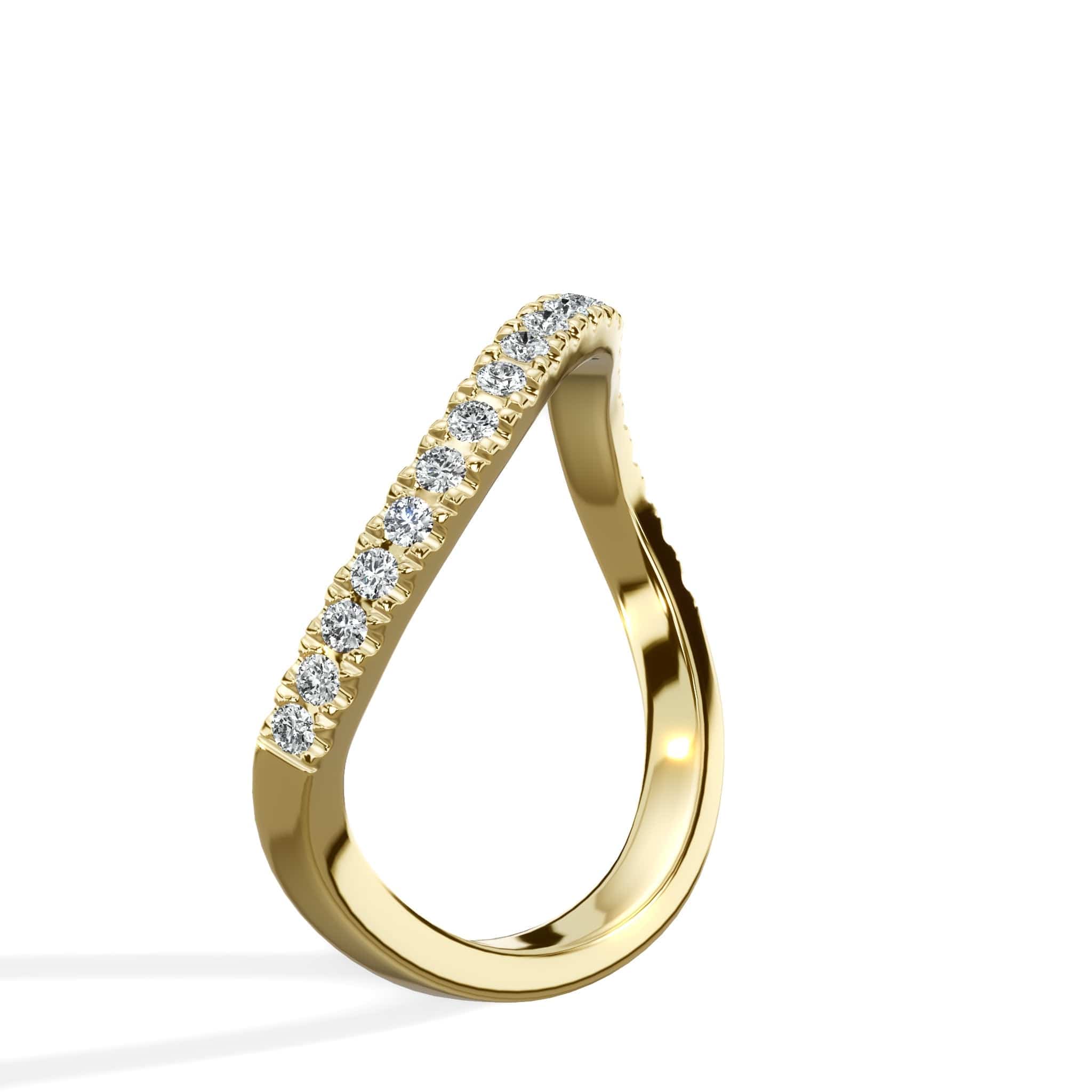 0.32 Ct Round Brilliant Cut Diamond Wave Wedding Band in Yellow Gold - Image 2