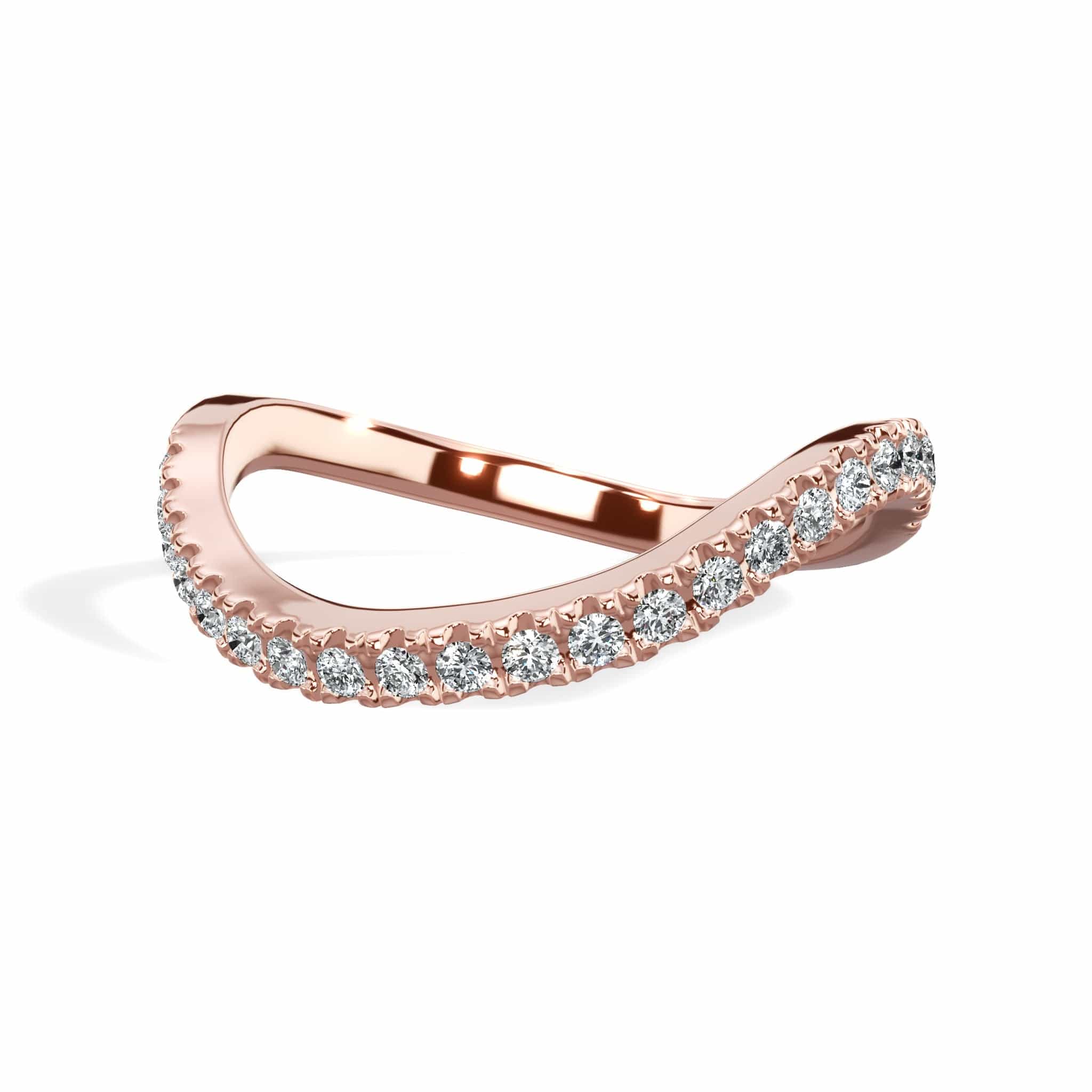 0.32 Ct Round Brilliant Cut Diamond Wave Wedding Band in Yellow Gold - Image 3
