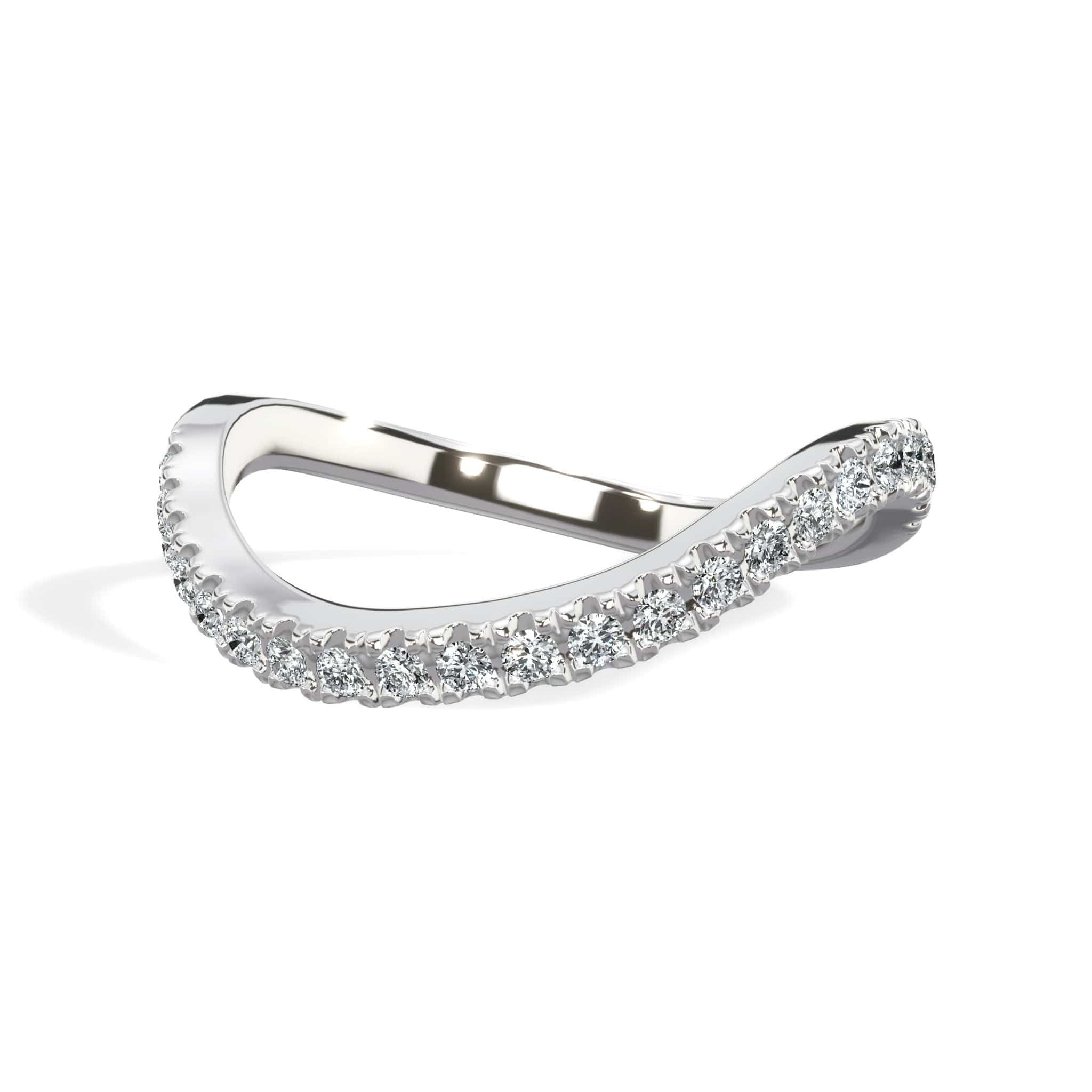 0.32 Ct Round Brilliant Cut Diamond Wave Wedding Band in Yellow Gold - Image 6