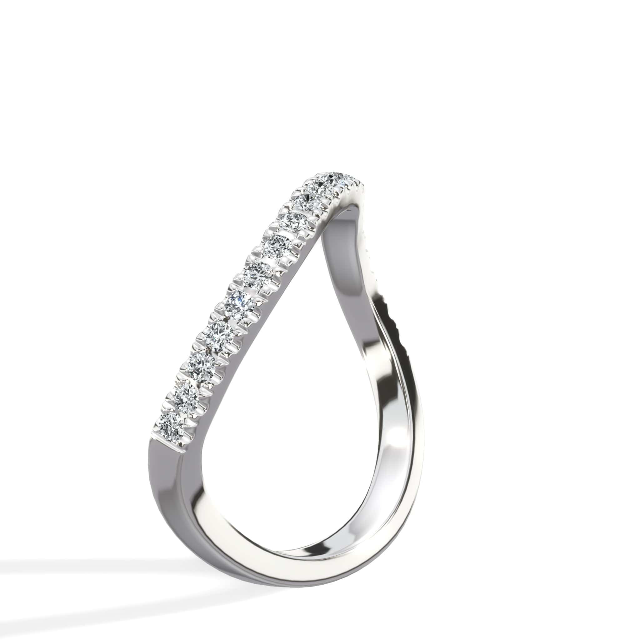 0.32 Ct Round Brilliant Cut Diamond Wave Wedding Band in Yellow Gold - Image 8