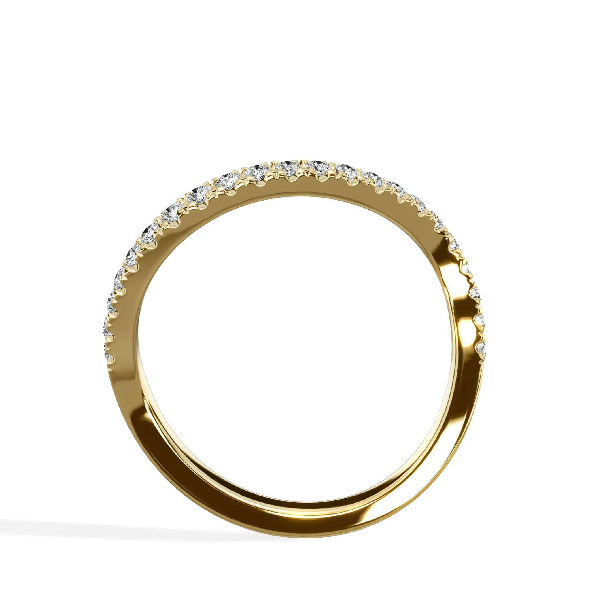 0.32 Ct Round Brilliant Cut Diamond Wave Wedding Band in Yellow Gold - Image 9