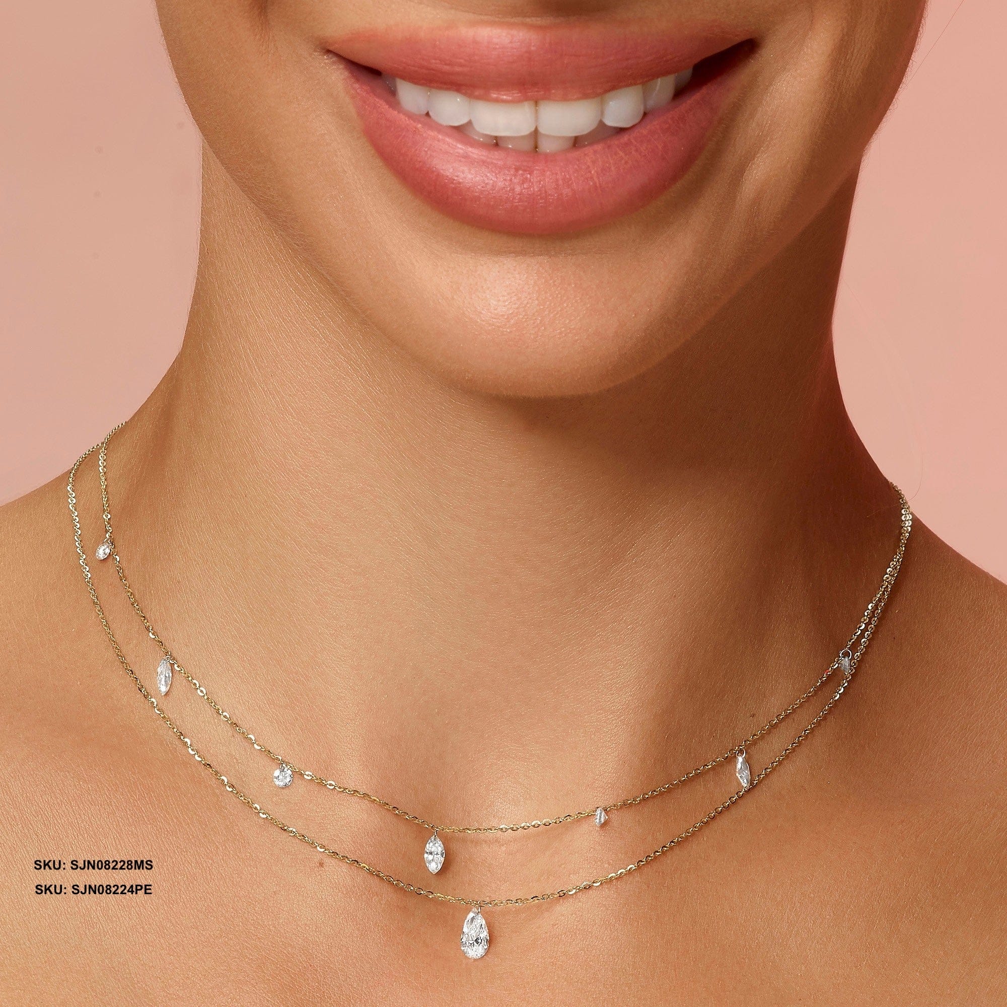 1.00 Carat Pierced Round & Marquise Lab Grown Diamond Necklace - Image 3