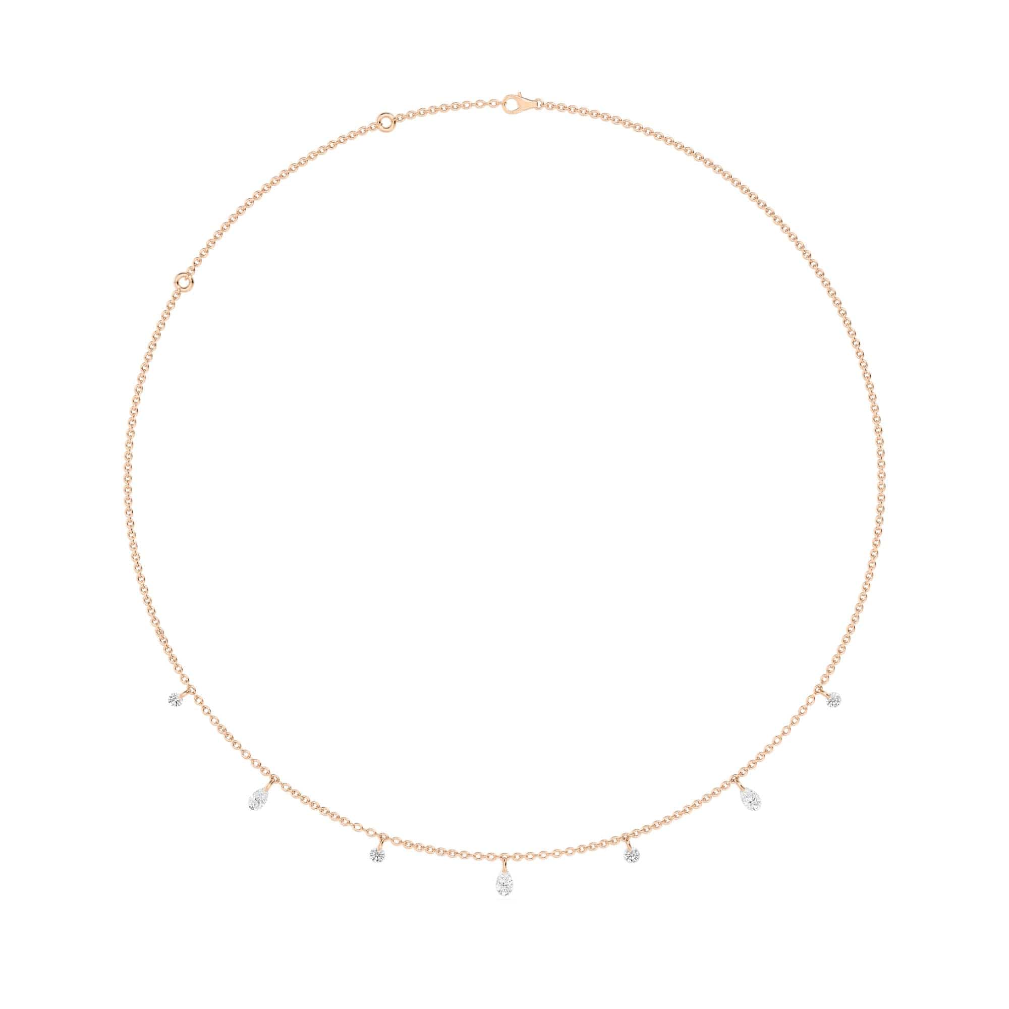 1.00 Carat Pierced Round & Pear Lab Grown Diamond Necklace - Image 8
