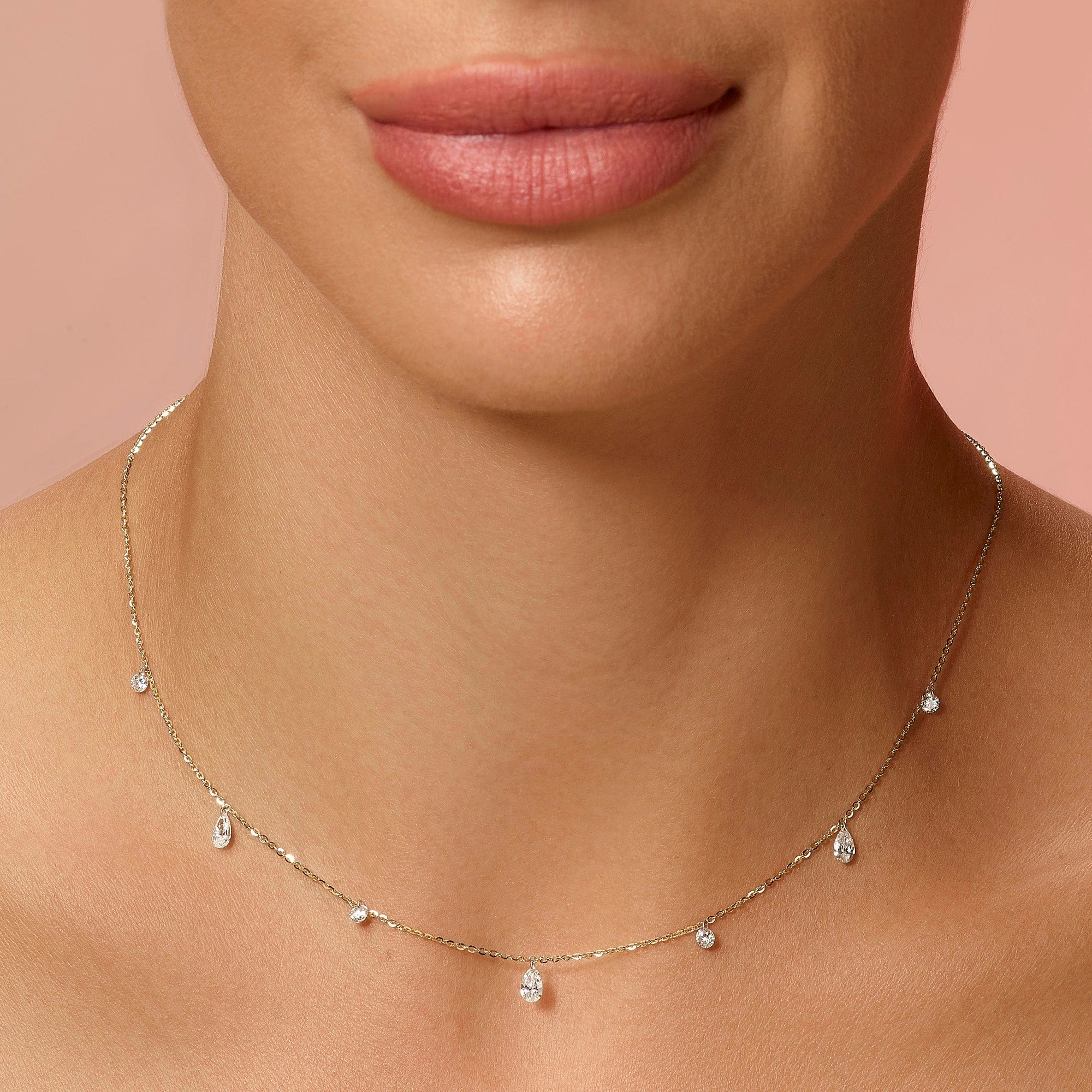 1.00 Carat Pierced Round & Pear Lab Grown Diamond Necklace - Image 9