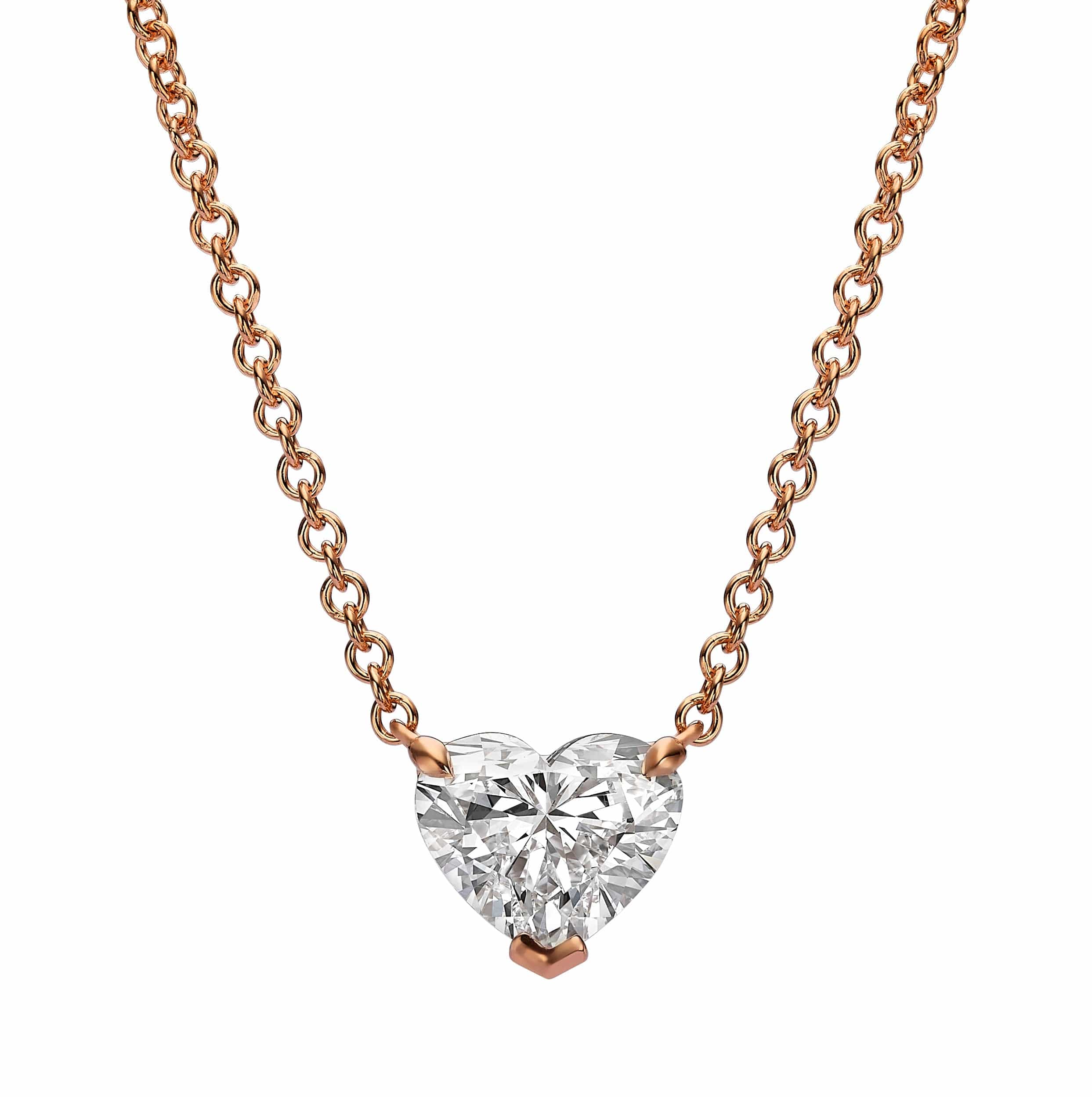 1.00 ct Lab Grown Heart Shape Diamond Solitaire Pendant Necklace - Image 5