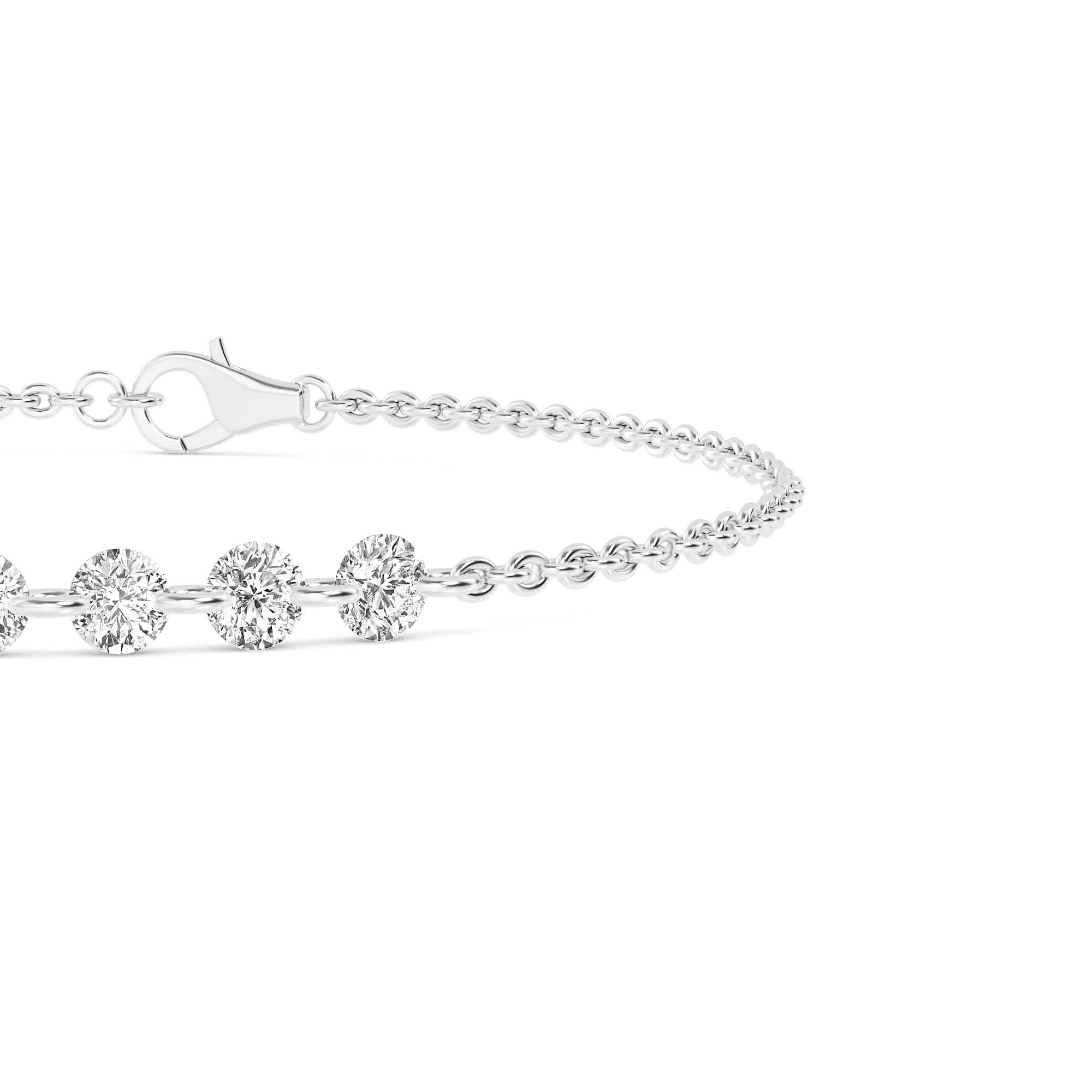 1.07ct Pierced Floating Round Lab Grown Diamond Bracelet - Image 9