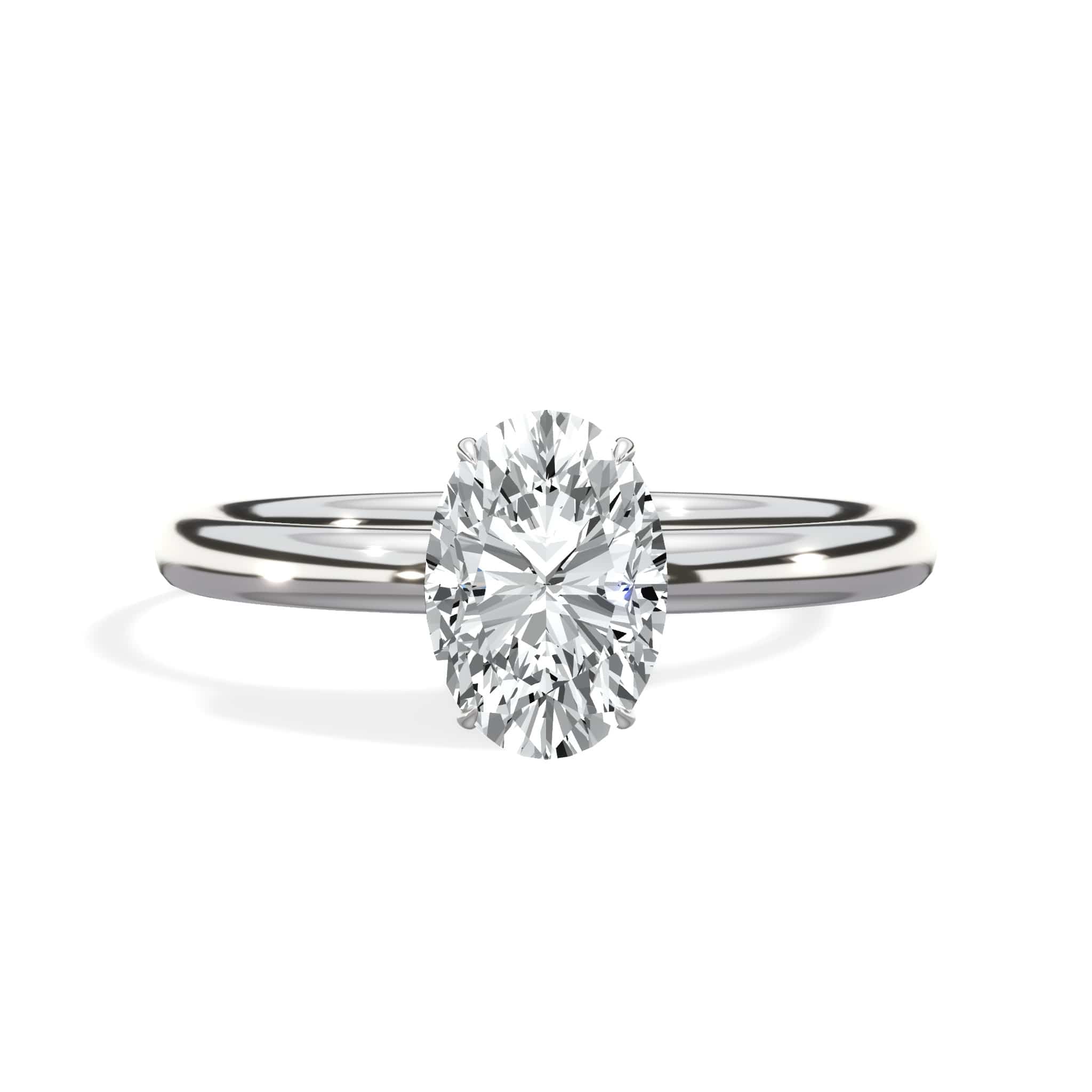 1.10 Carats Lab Grown Oval Cut Solitaire Hidden Halo Diamond Engagement Ring
