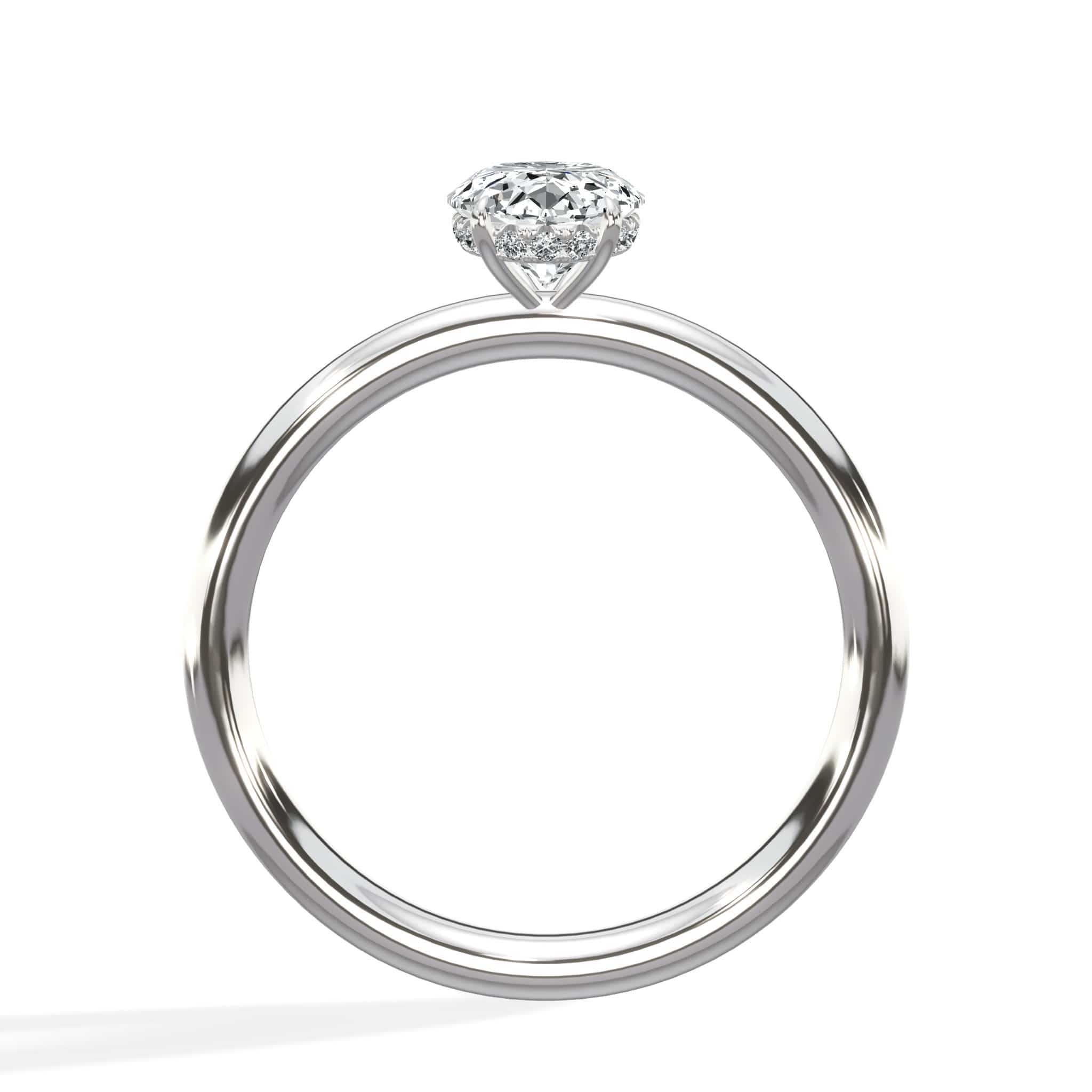1.10 Carats Lab Grown Oval Cut Solitaire Hidden Halo Diamond Engagement Ring - Image 5