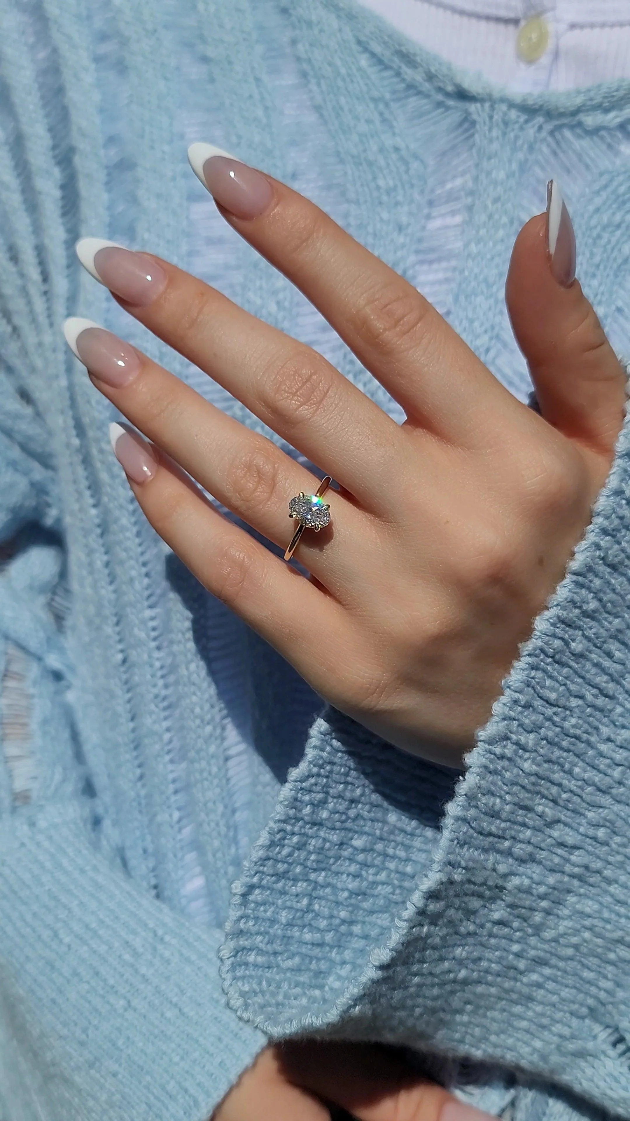 1.18 Carats Lab Grown Oval Cut Solitaire Hidden Halo Diamond Engagement Ring Yellow Gold - Image 2