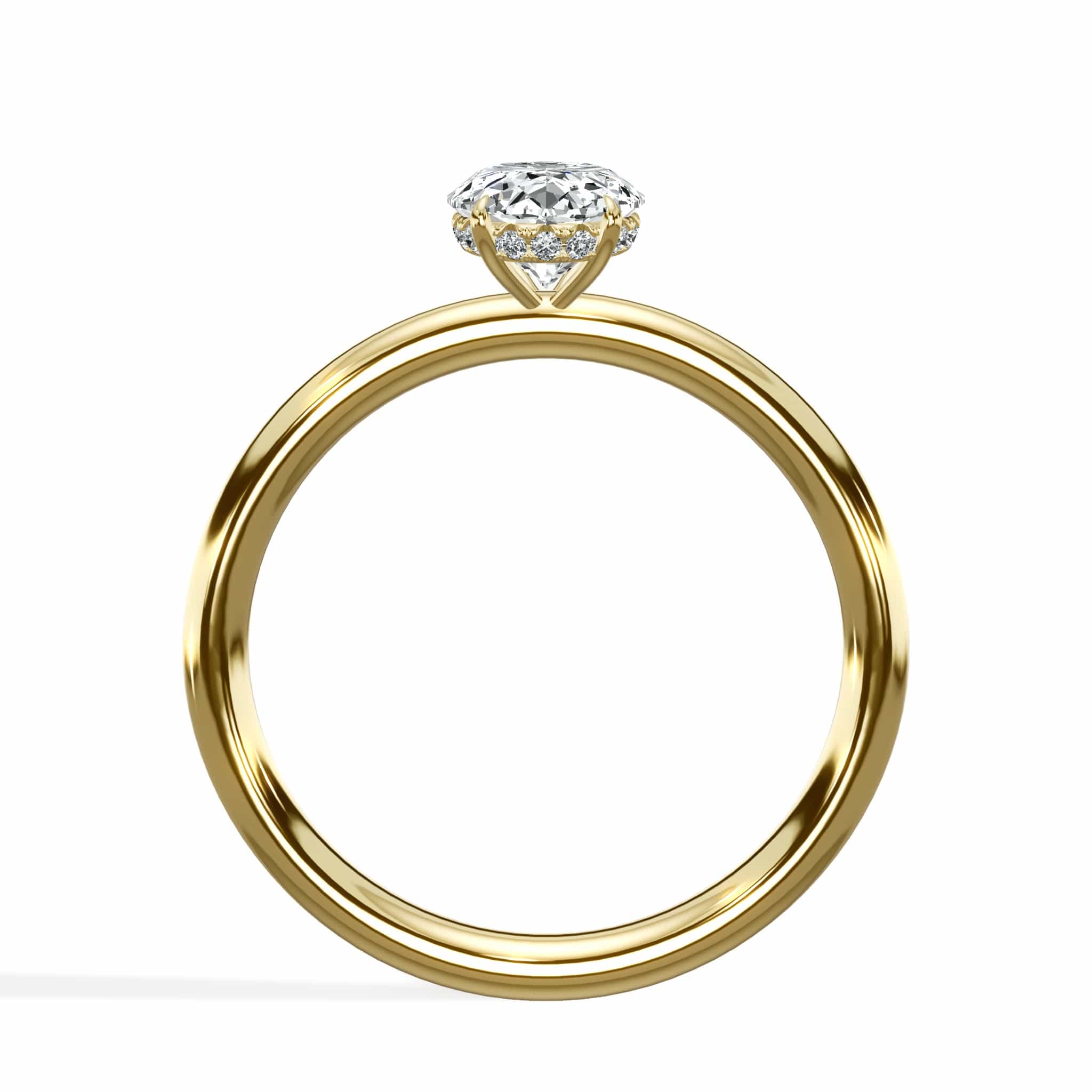 1.18 Carats Lab Grown Oval Cut Solitaire Hidden Halo Diamond Engagement Ring Yellow Gold - Image 3