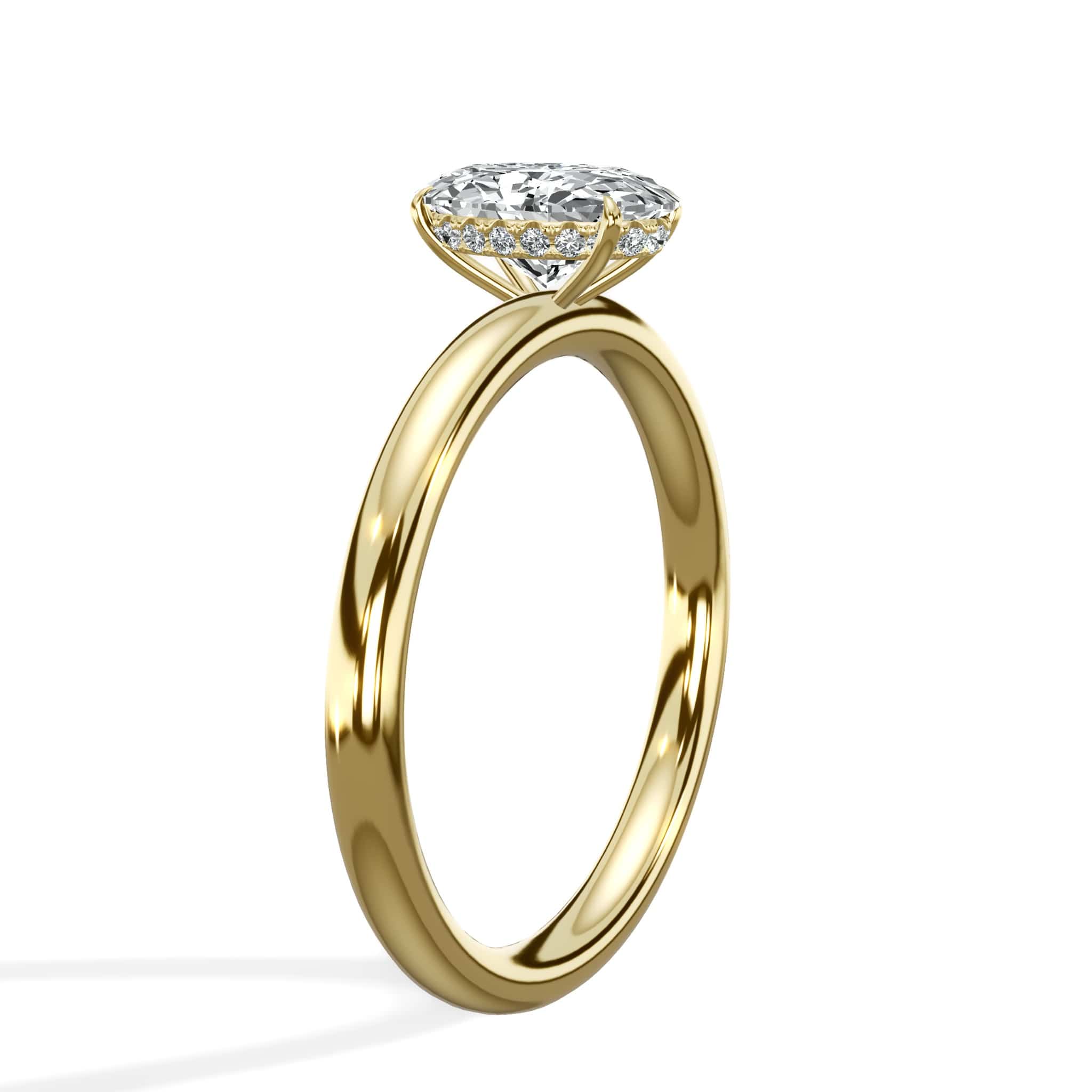1.18 Carats Lab Grown Oval Cut Solitaire Hidden Halo Diamond Engagement Ring Yellow Gold - Image 4