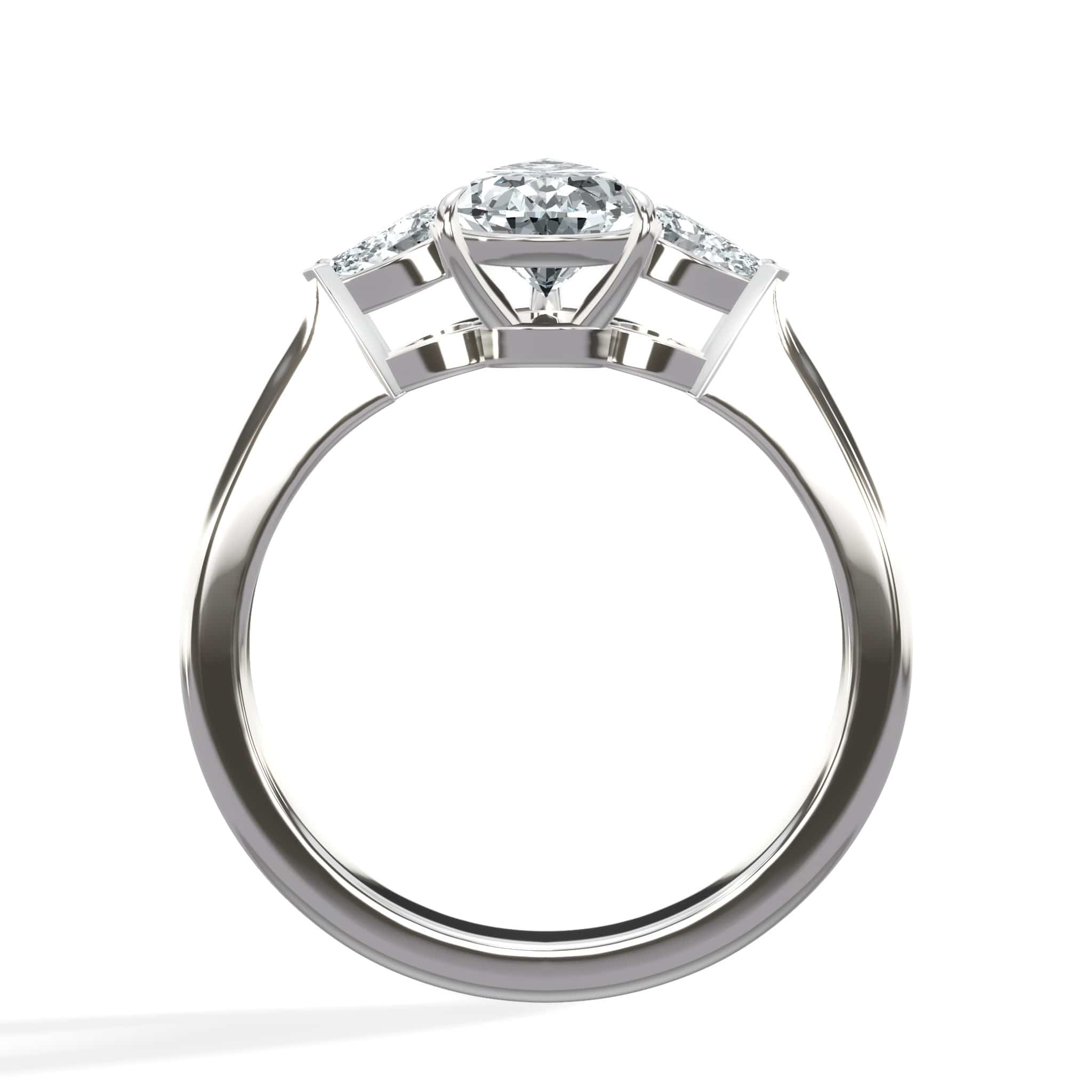 1.22 Carats Lab Grown Pear Shape with Pear Shape Side Stones Diamond Engagement Ring - Image 4