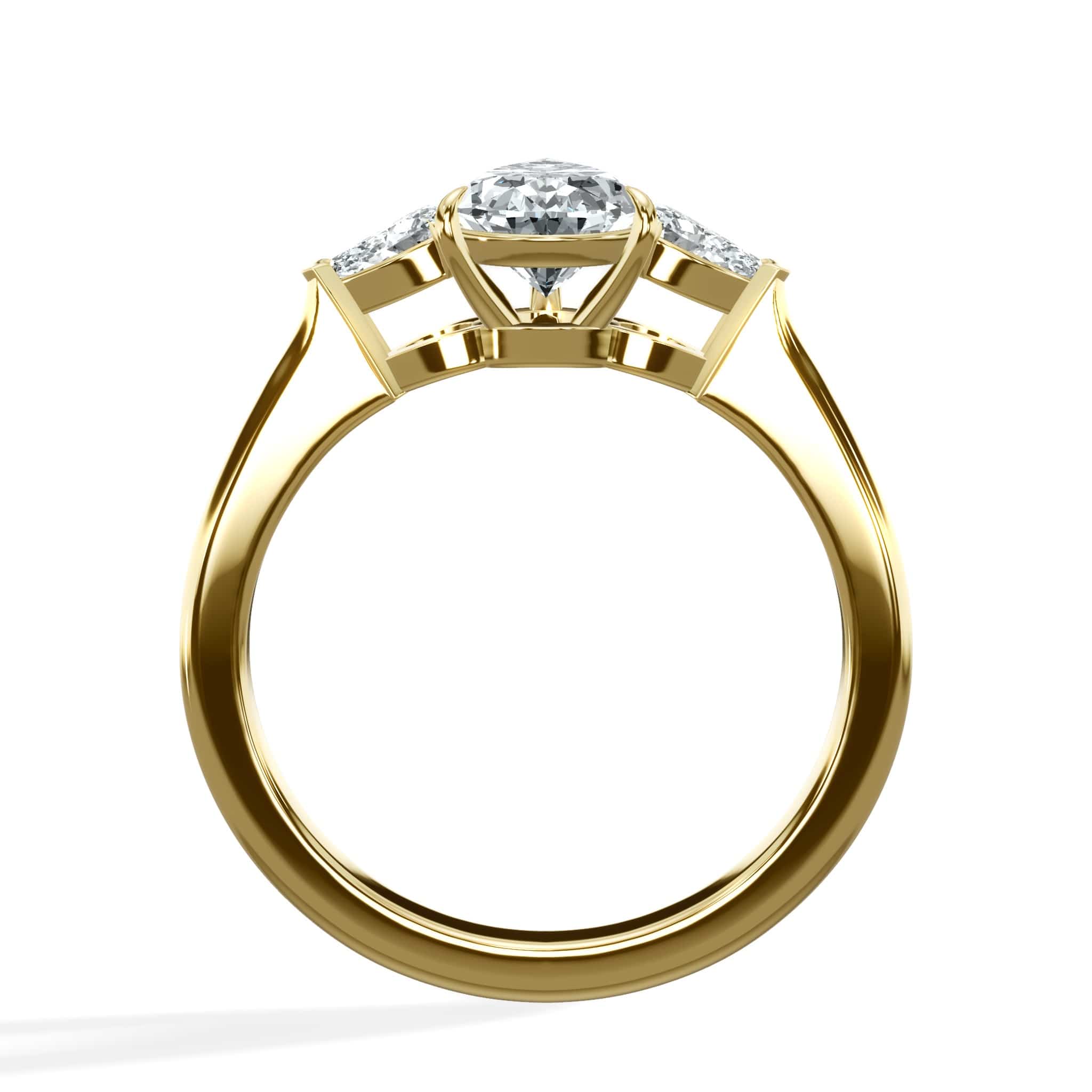 1.28 Carats Lab Grown Pear Shape with Pear Shape Side Stones Diamond Engagement Ring - Image 3