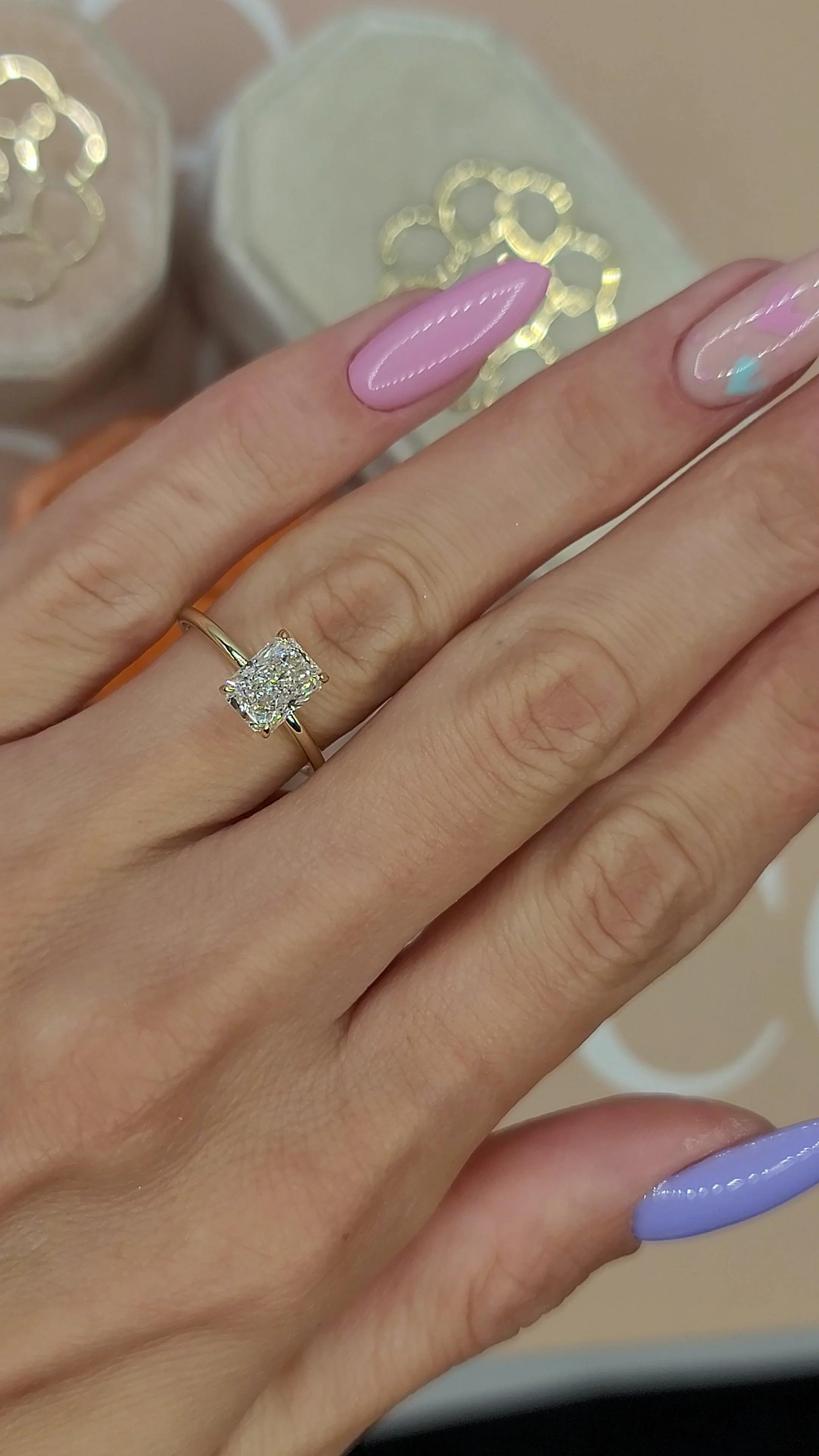 1.50 Carat Lab Grown Solitaire Radiant Cut Diamond Solitaire Engagement Ring - Image 2