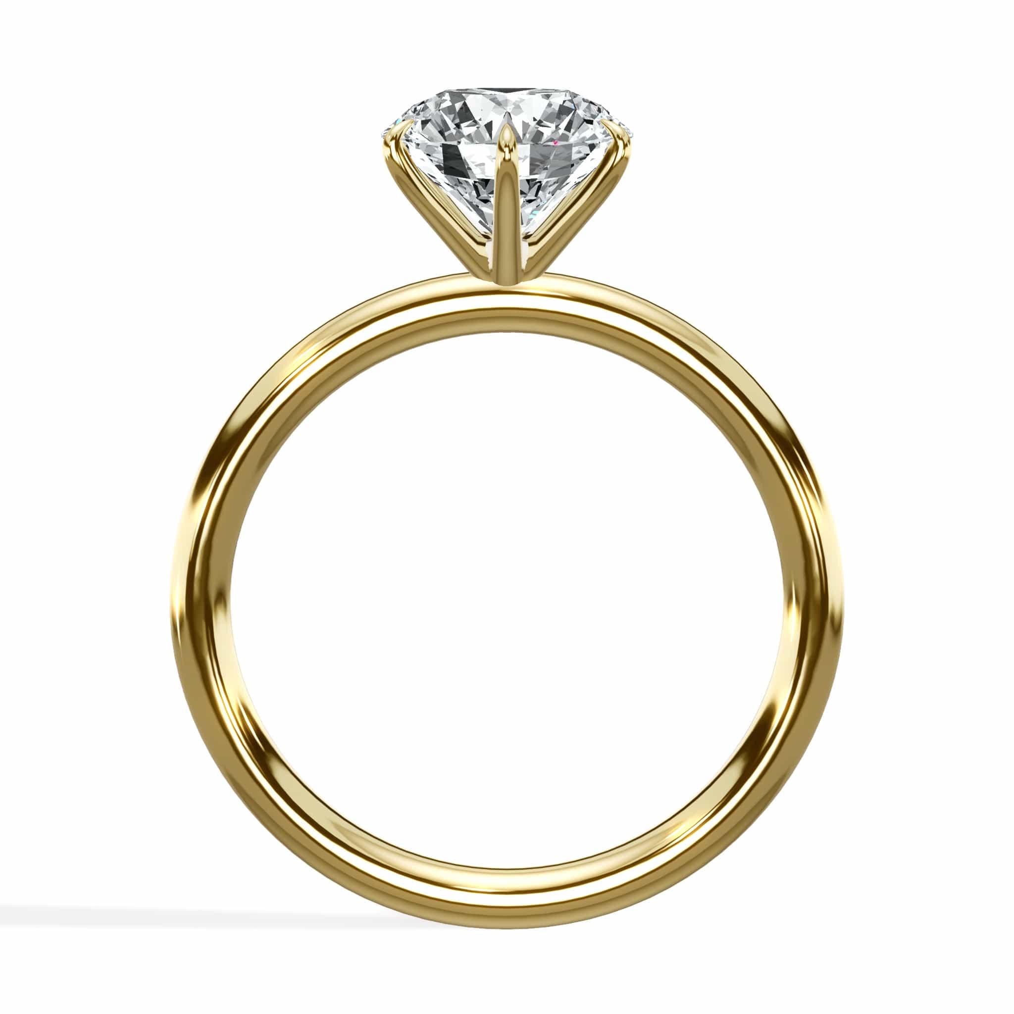 1.50 Carat Round Brilliant Cut Six Prongs Diamond Engagement Ring in Yellow Gold - Image 4