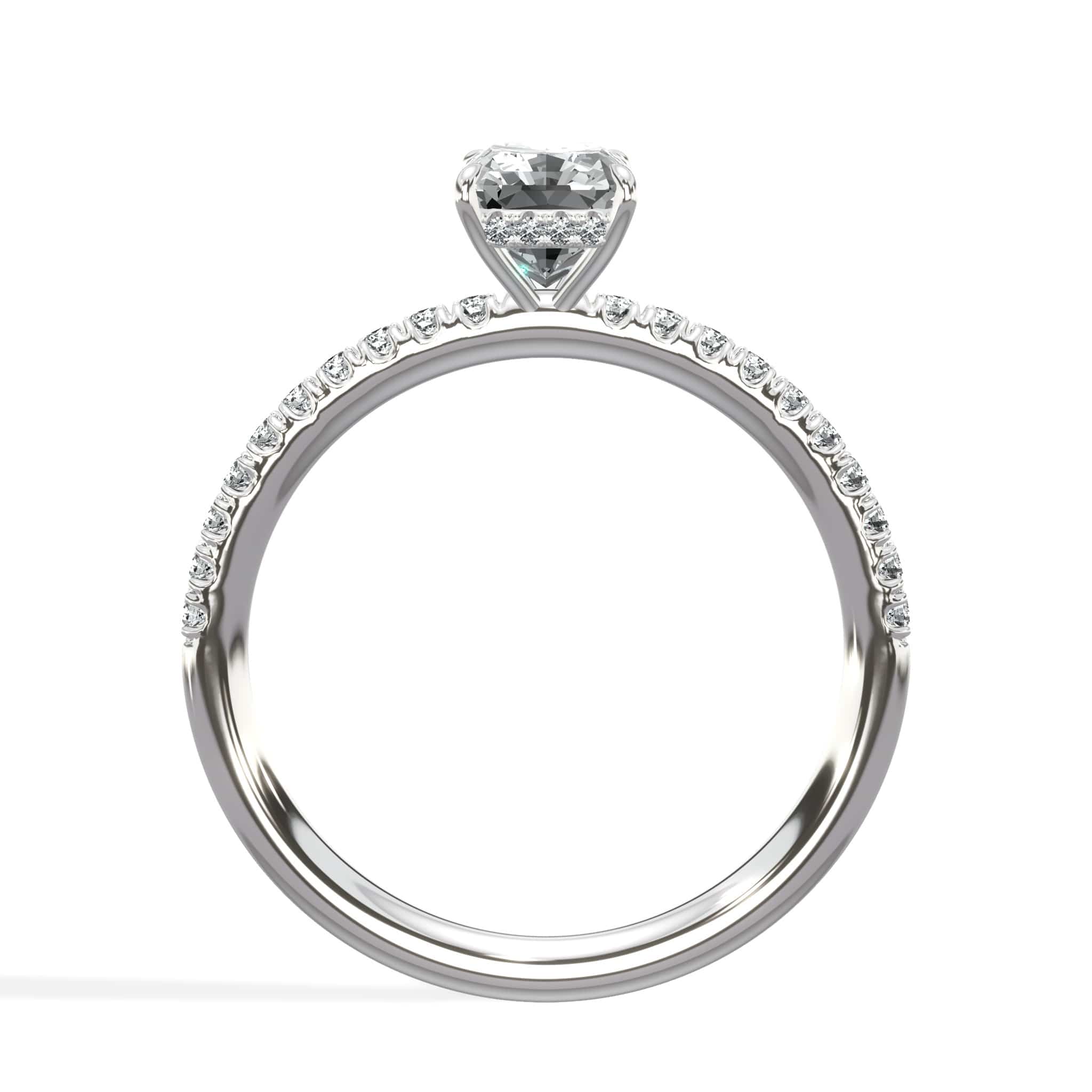 1.50 Carats Lab Grown Radiant Cut Micropaved Side Stones Hidden Halo Diamond Engagement Ring - Image 4