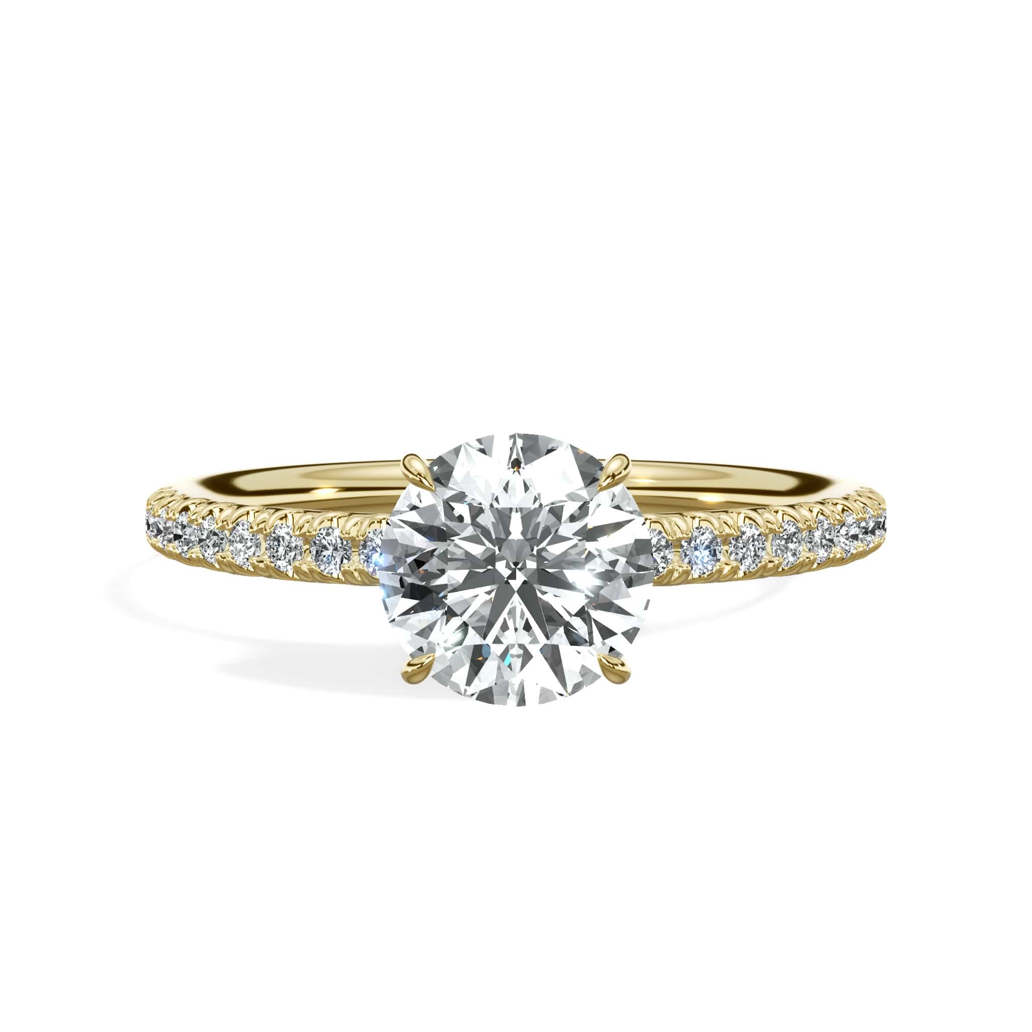 1.50 Carats Lab Grown Round Brilliant Cut Micropave Side Stones Hidden Halo Diamond Engagement Ring