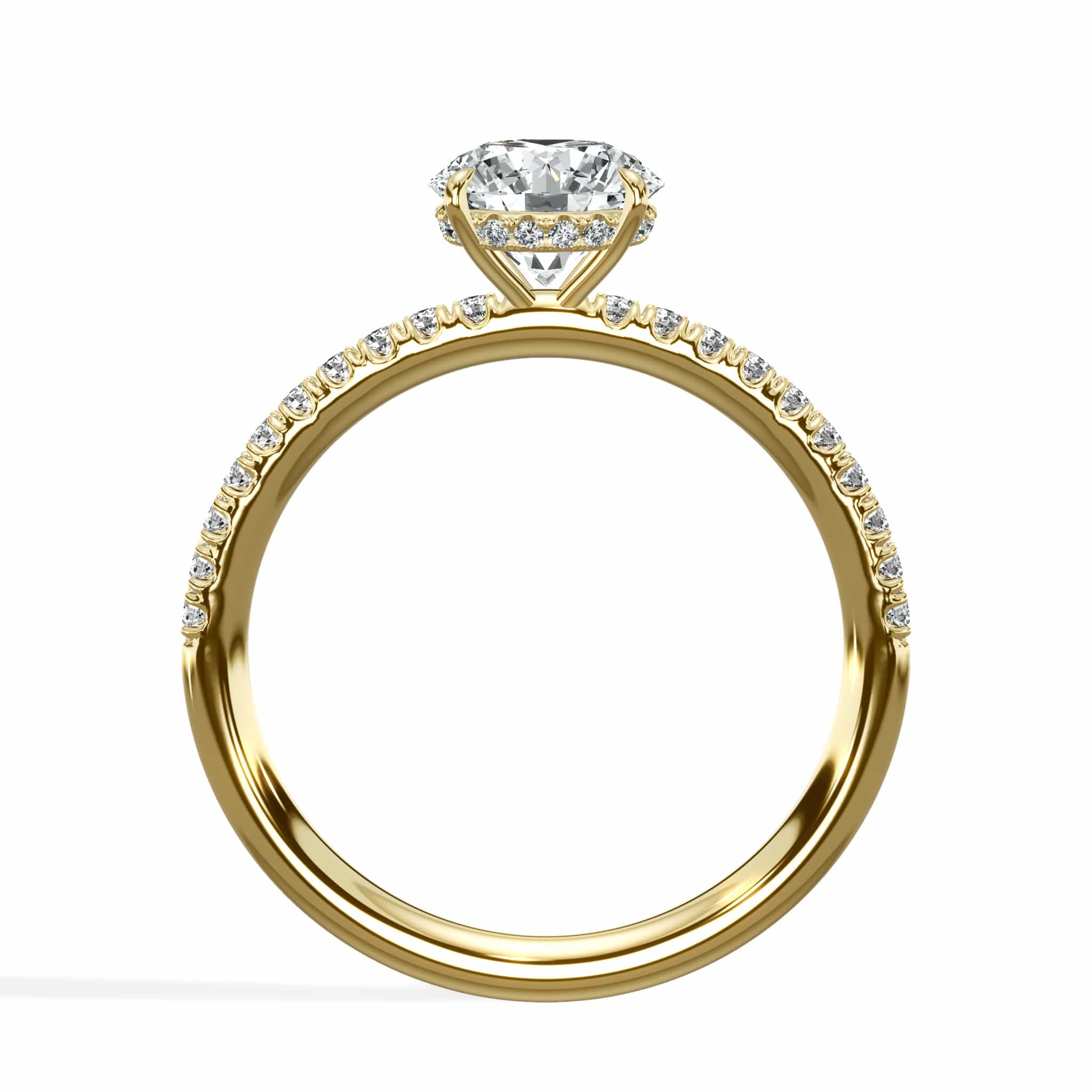 1.50 Carats Lab Grown Round Brilliant Cut Micropave Side Stones Hidden Halo Diamond Engagement Ring - Image 4