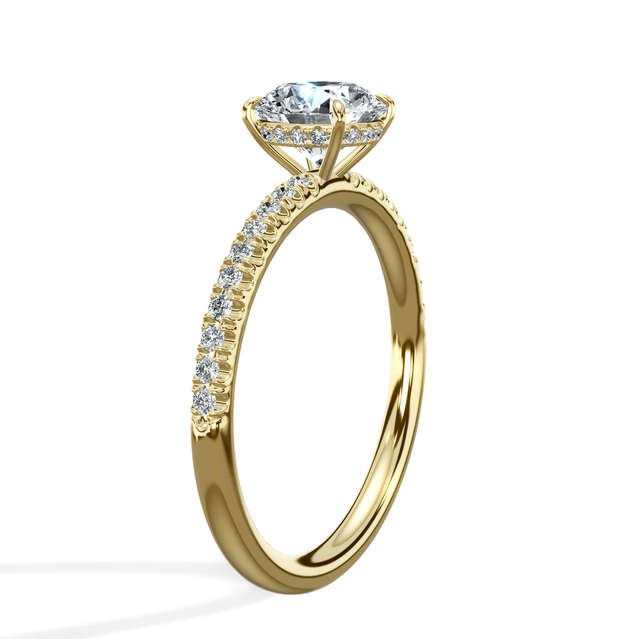 1.50 Carats Lab Grown Round Brilliant Cut Micropave Side Stones Hidden Halo Diamond Engagement Ring - Image 5