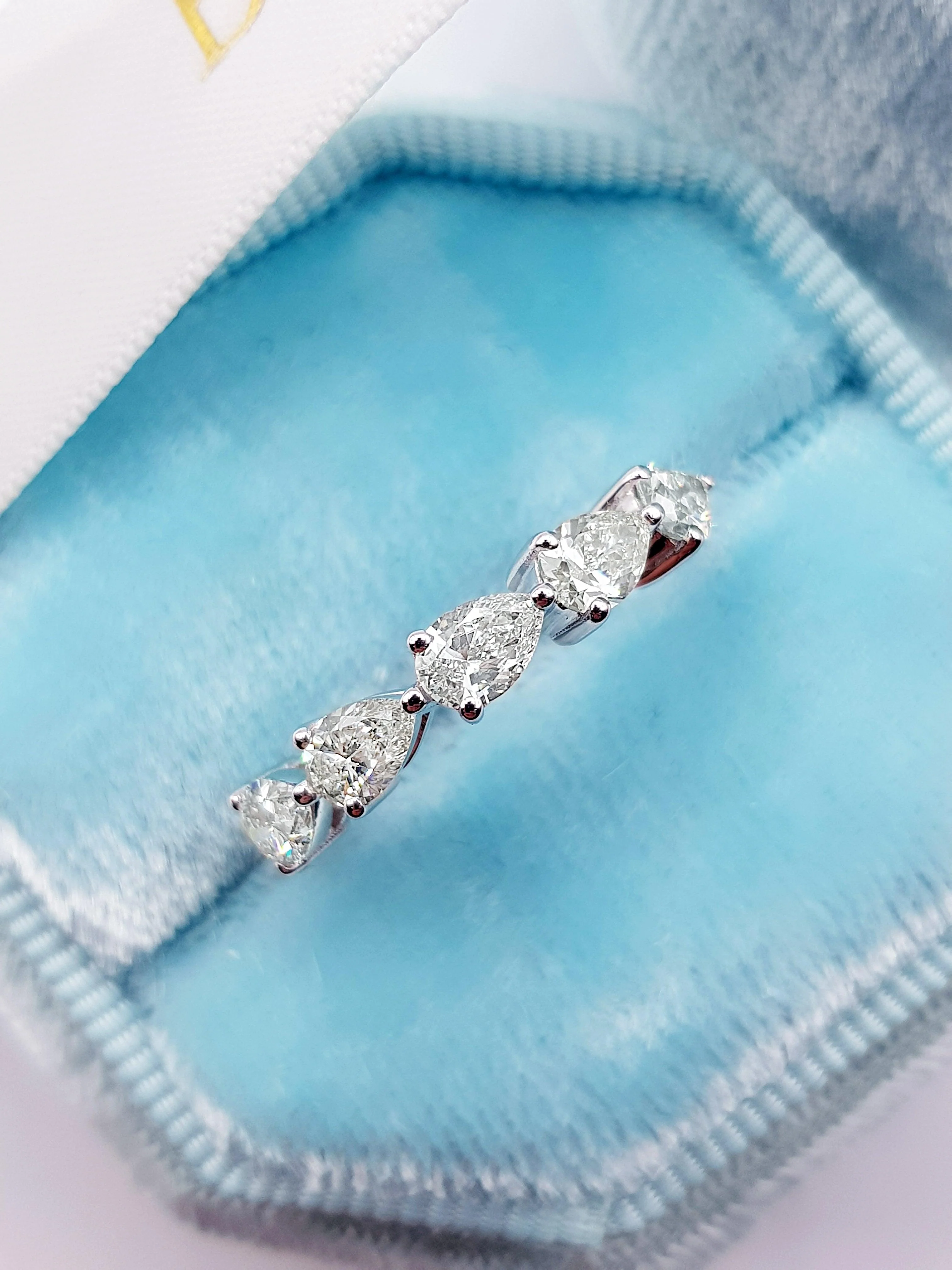 1.50ct East-West Pear Shape Diamond Wedding Band 14k White Gold - Image 3