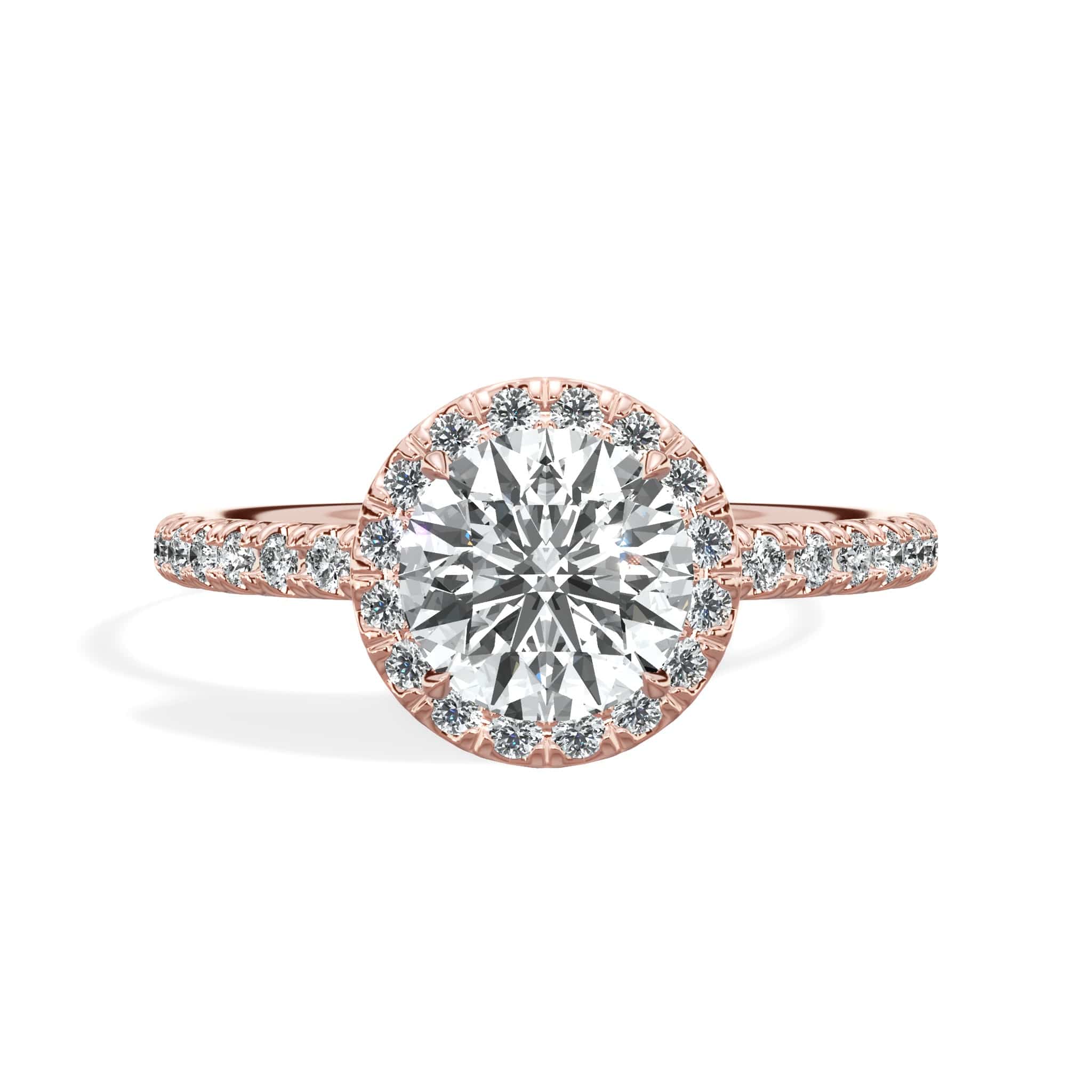 1.51 Carats Lab Grown Round Brilliant Cut Micropaved Halo Side Stones Diamond Engagement Ring