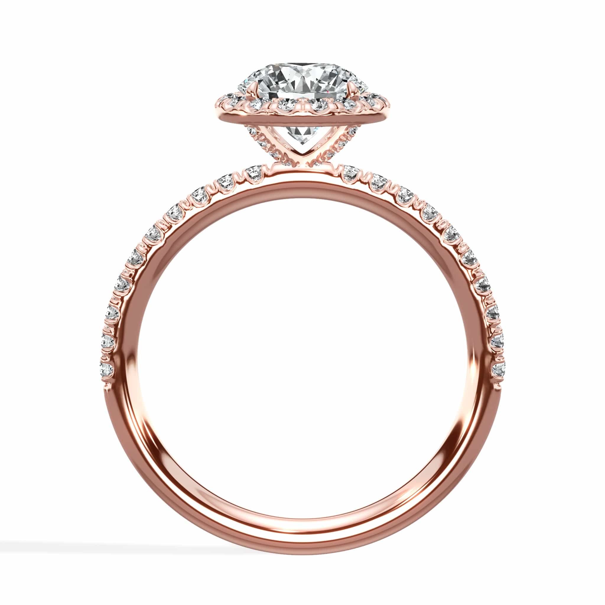 1.51 Carats Lab Grown Round Brilliant Cut Micropaved Halo Side Stones Diamond Engagement Ring - Image 3