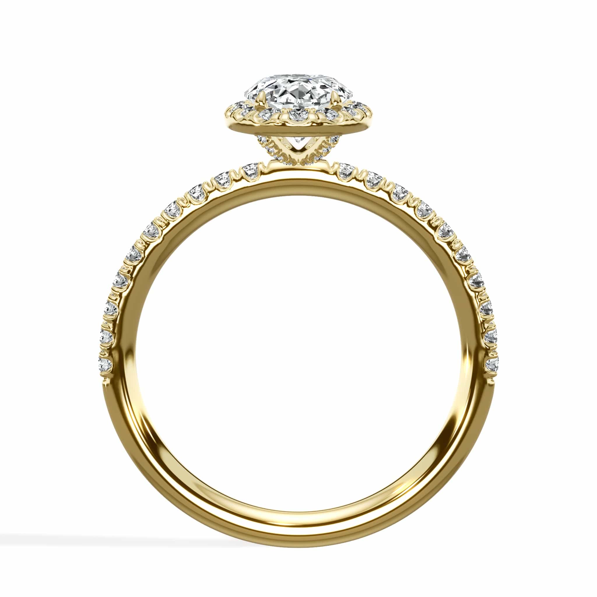 1.52 Carats Lab Grown Oval Cut Micropave Halo Side Stones Diamond Engagement Ring - Image 6