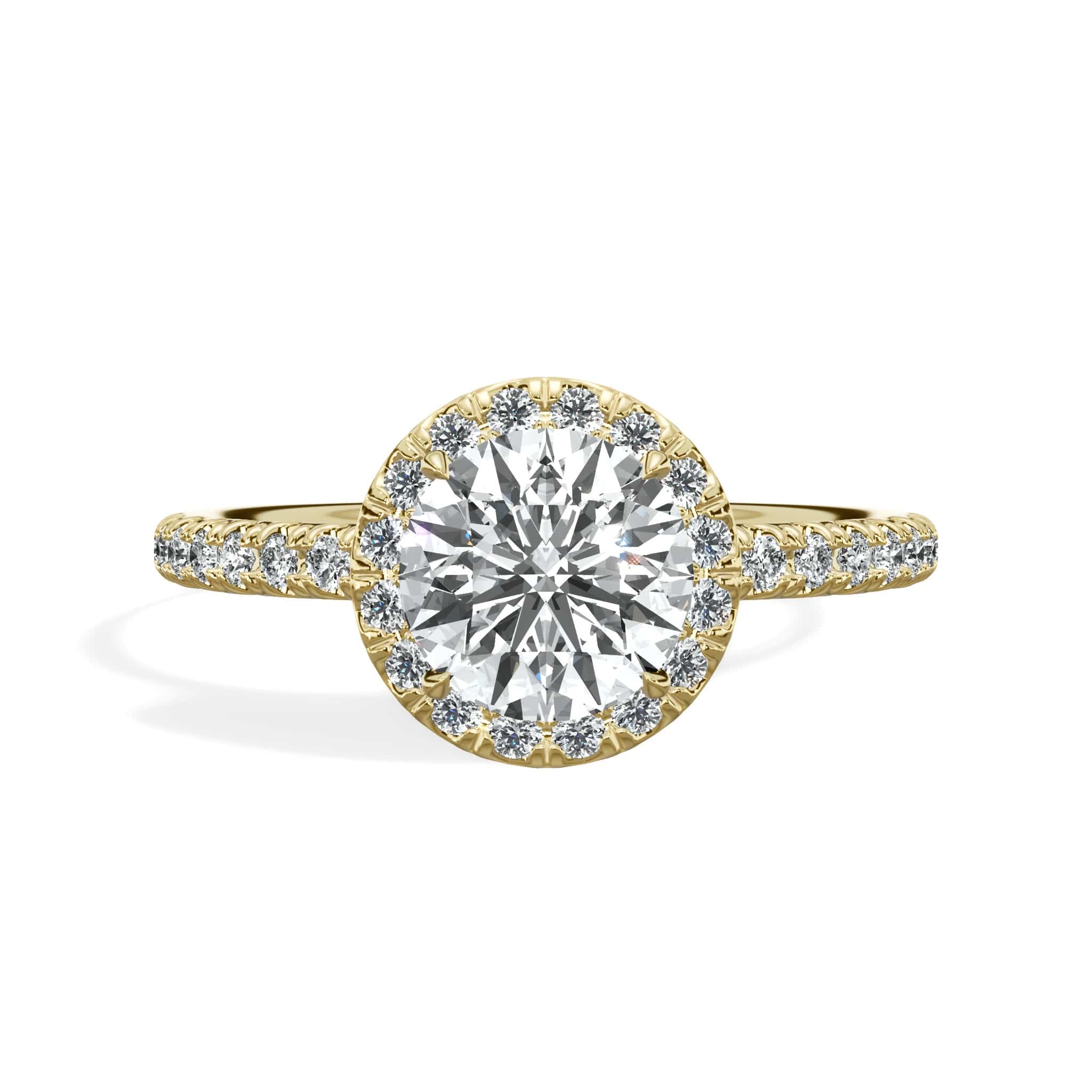 1.52 Carats Lab Grown Round Brilliant Cut Micropaved Halo Side Stones Diamond Engagement Ring