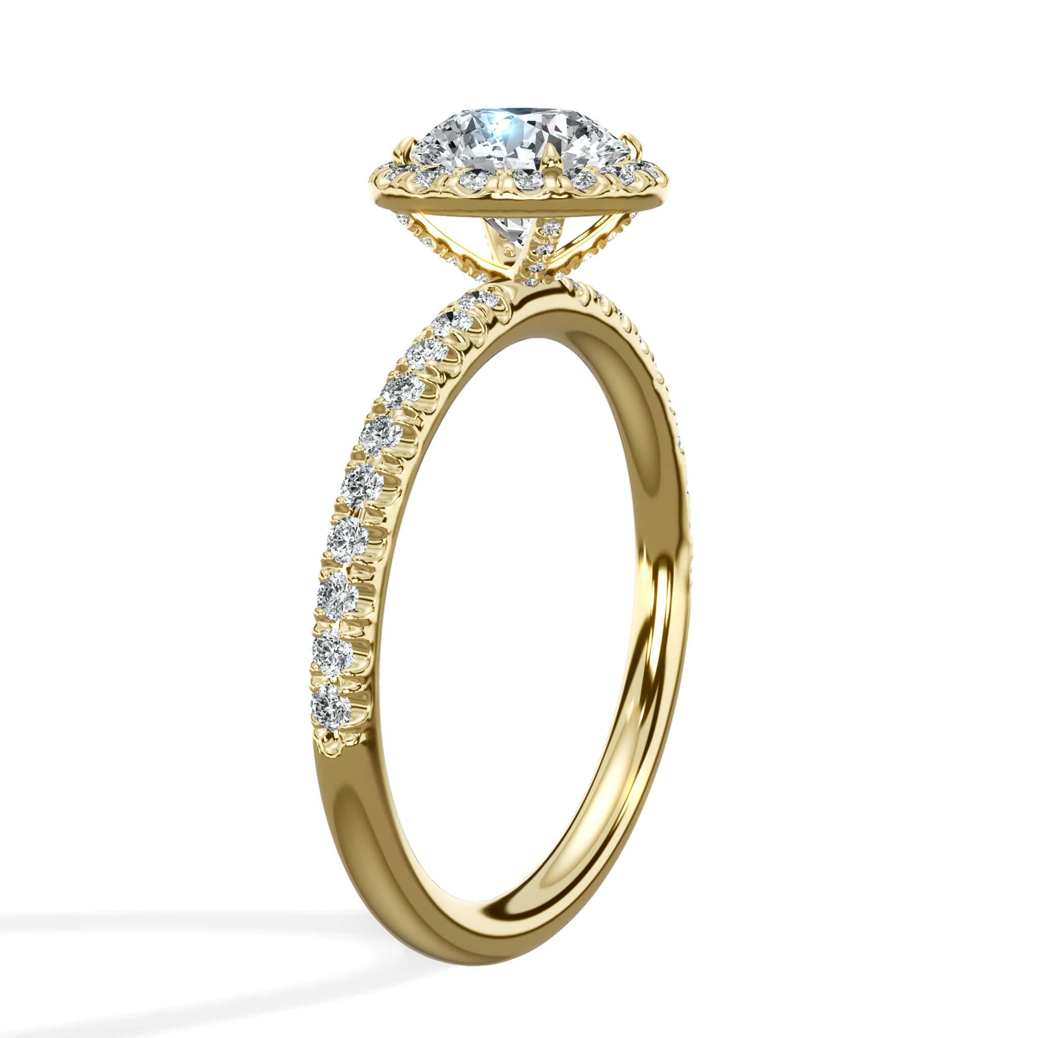 1.52 Carats Lab Grown Round Brilliant Cut Micropaved Halo Side Stones Diamond Engagement Ring - Image 6
