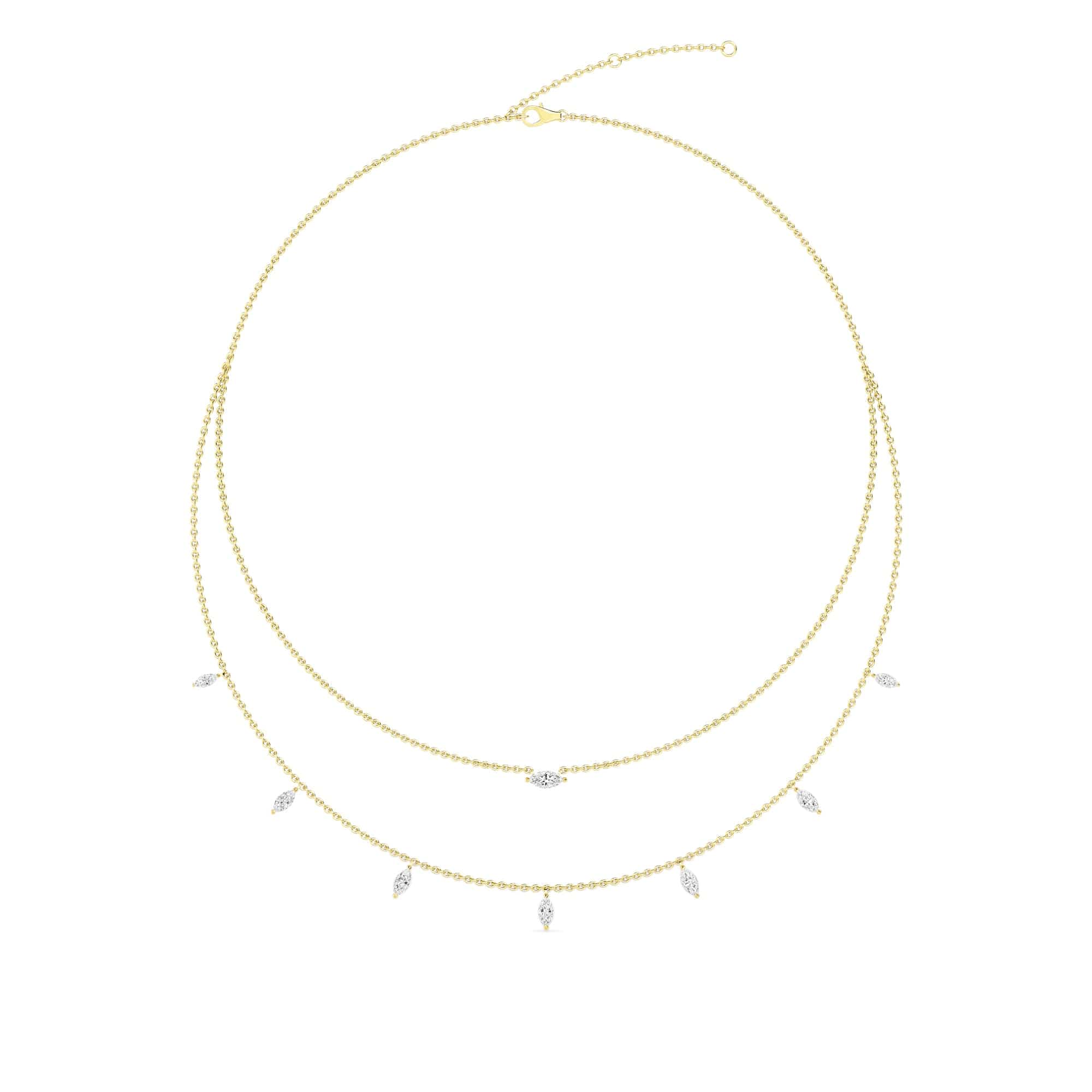 1.58 Carat Two-Layer Marquise Lab Grown Diamond Necklace