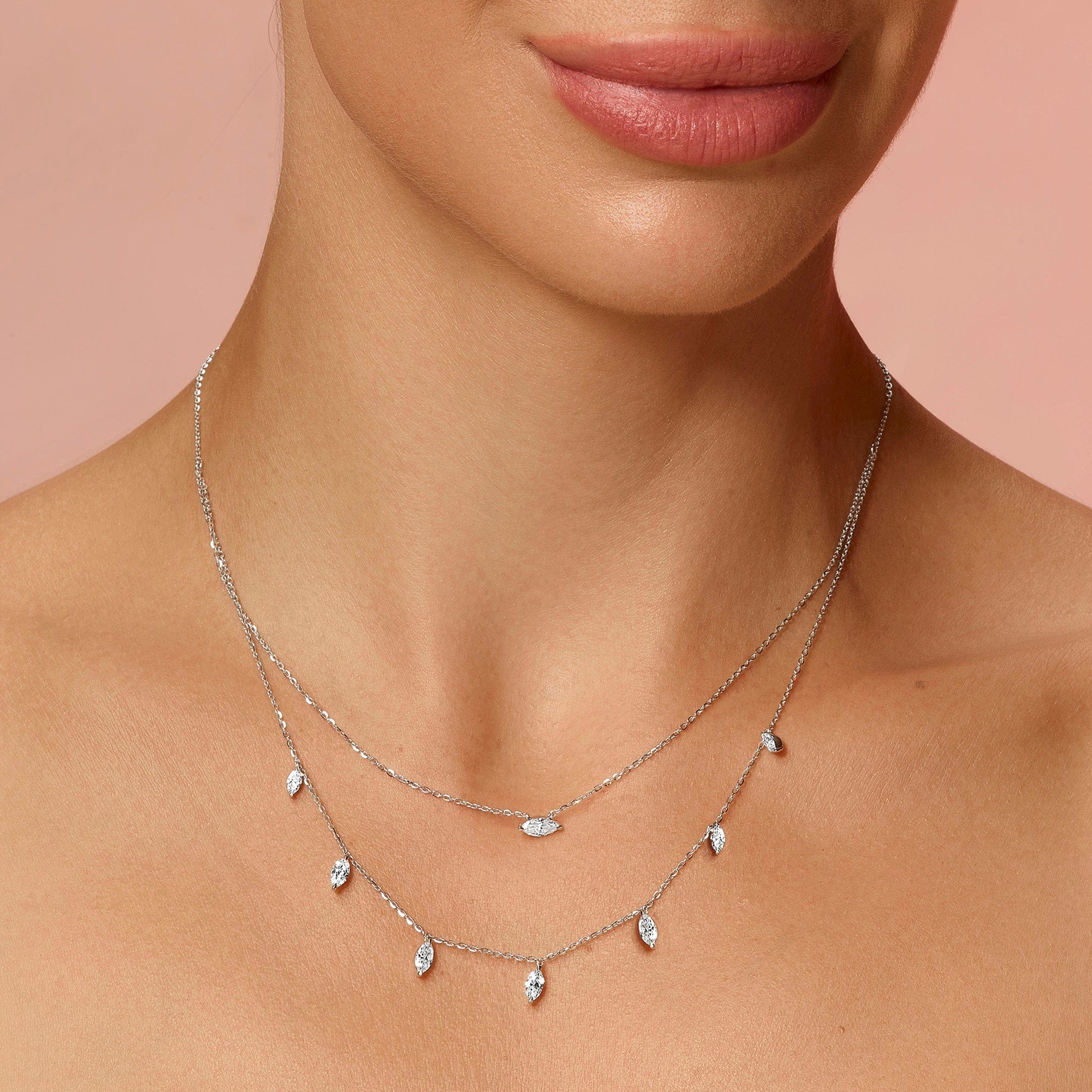 1.58 Carat Two-Layer Marquise Lab Grown Diamond Necklace - Image 2