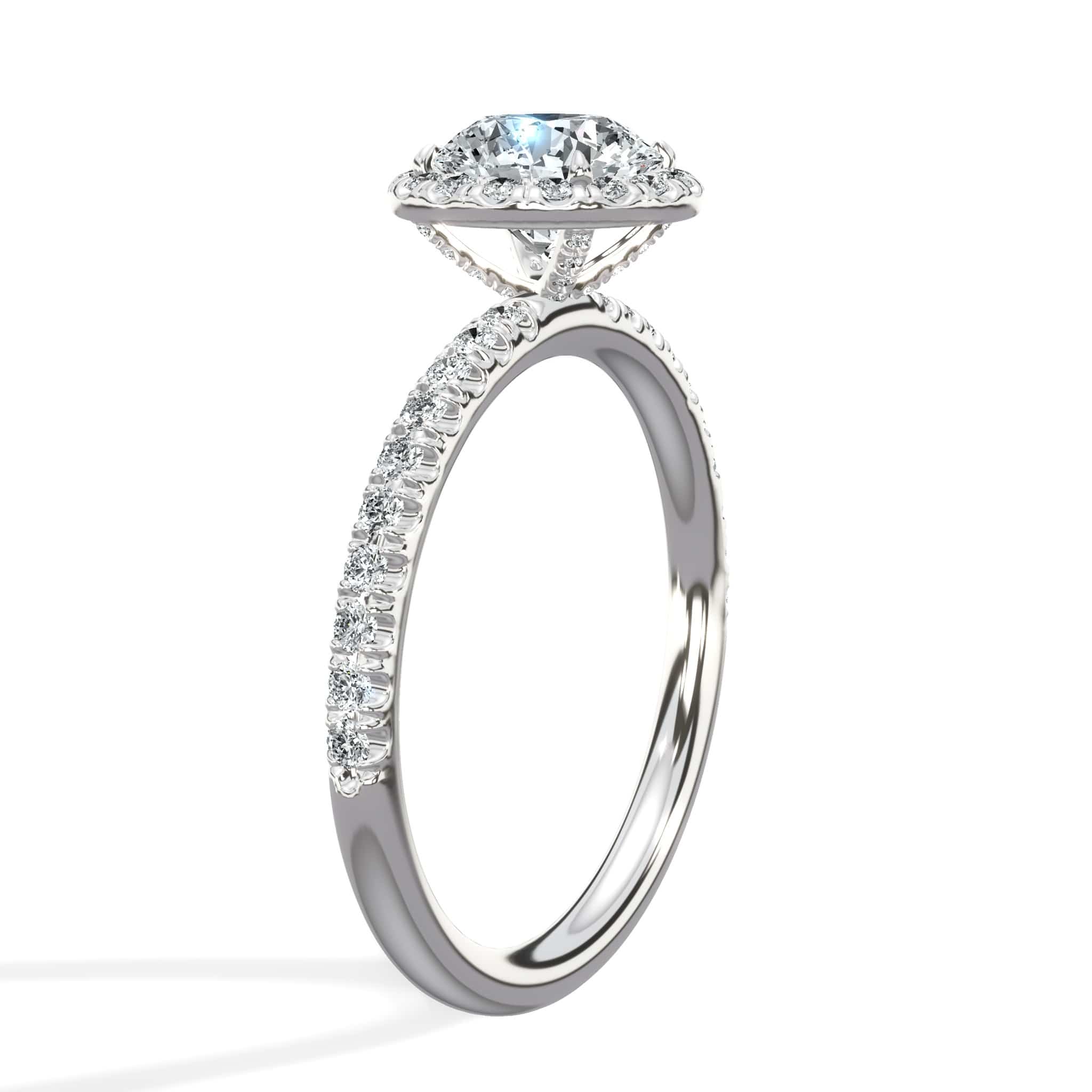 1.58 Carats Lab Grown Round Brilliant Cut Micropaved Halo Side Stones Diamond Engagement Ring - Image 6