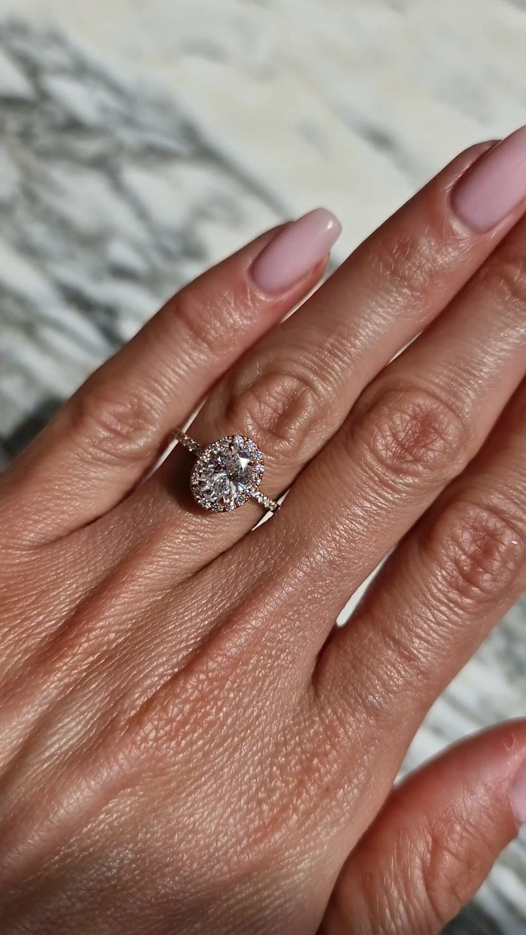 1.59 Carats Lab Grown Oval Cut Micropave Halo Side Stones Diamond Engagement Ring - Image 3