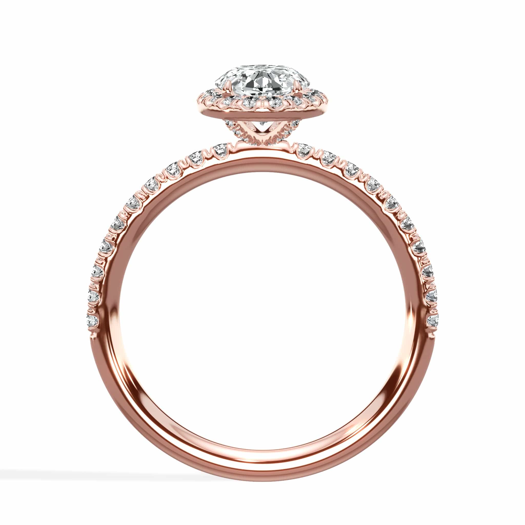 1.59 Carats Lab Grown Oval Cut Micropave Halo Side Stones Diamond Engagement Ring - Image 5