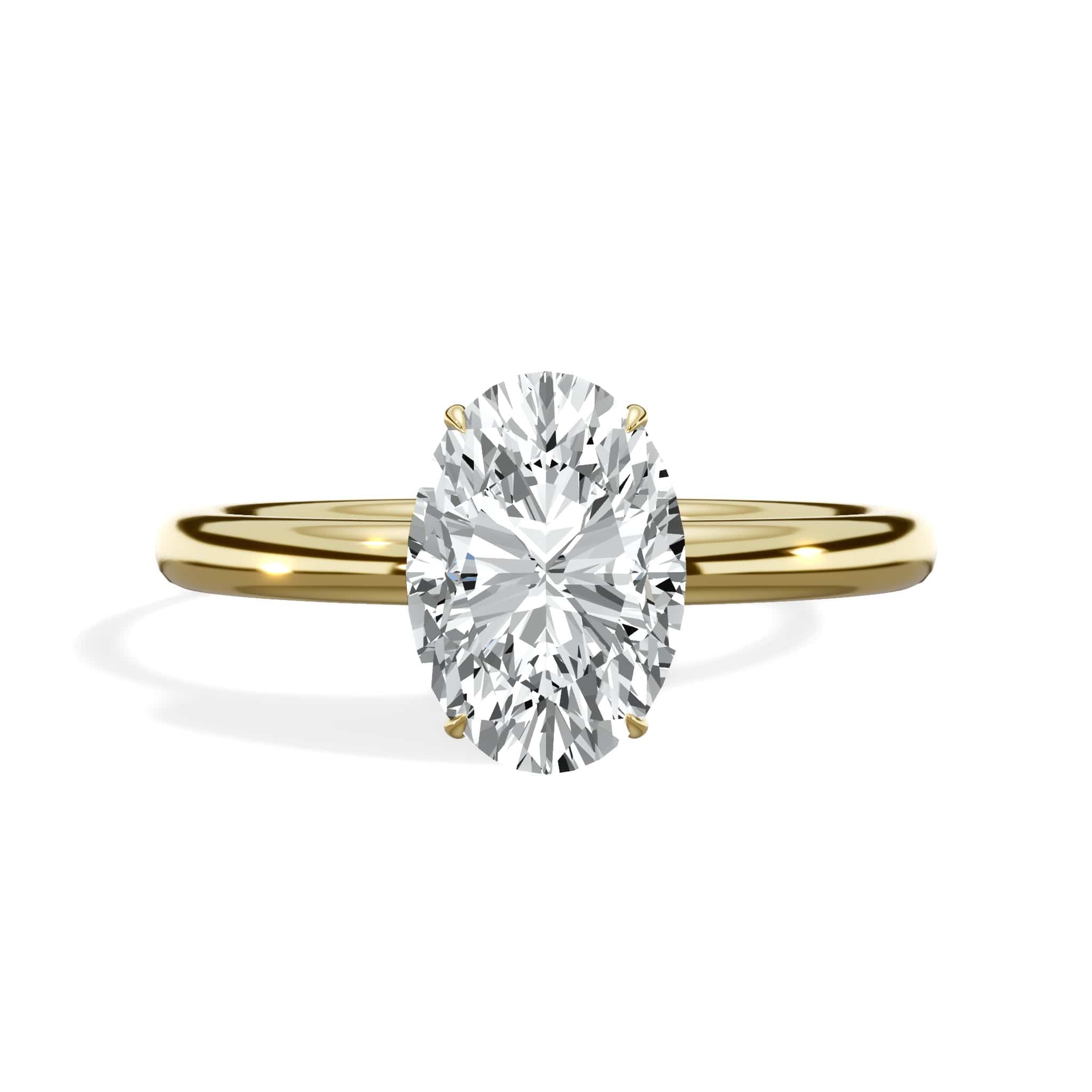 1.65 Carats Lab Grown Oval Cut Solitaire Hidden Halo Diamond Engagement Ring