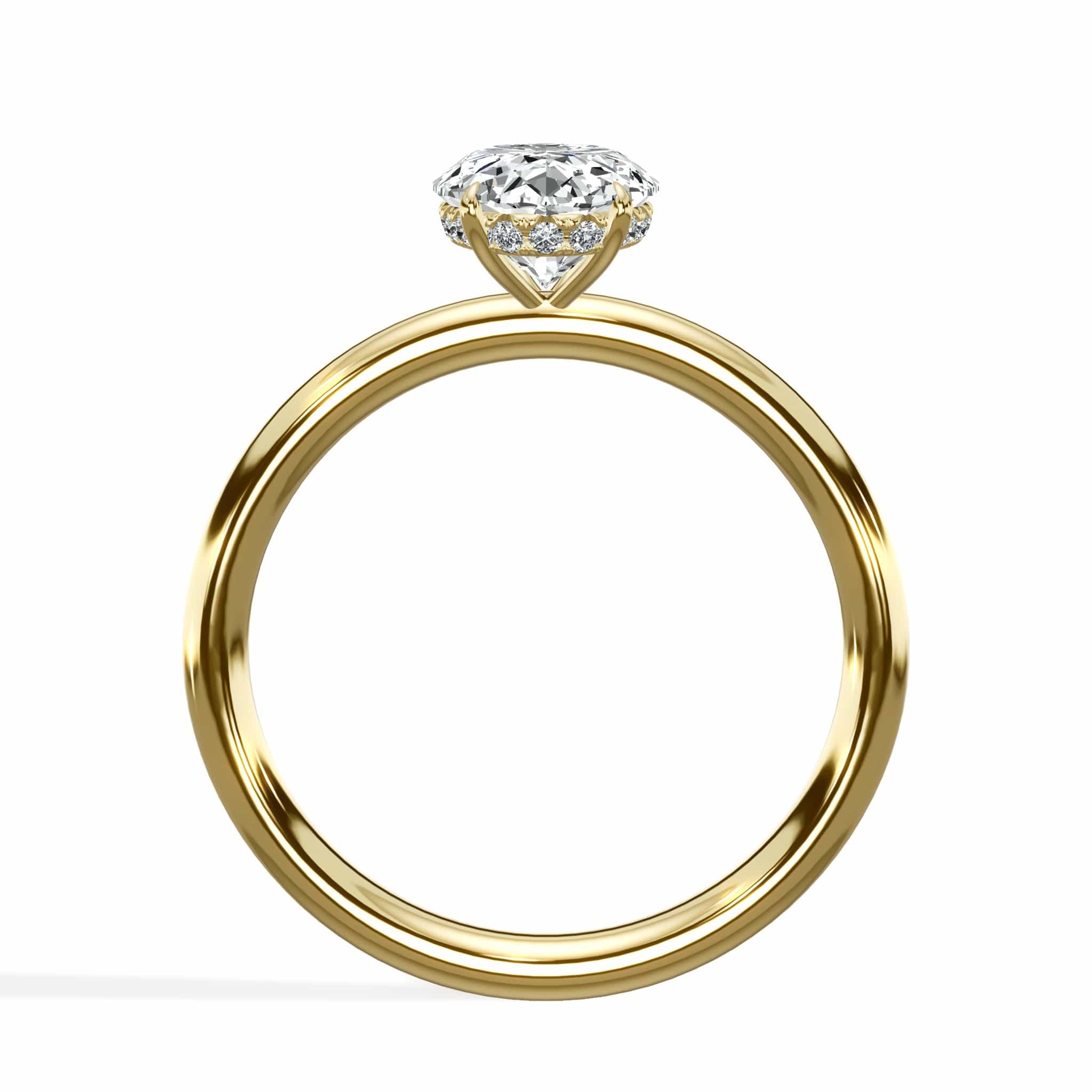 1.65 Carats Lab Grown Oval Cut Solitaire Hidden Halo Diamond Engagement Ring - Image 4