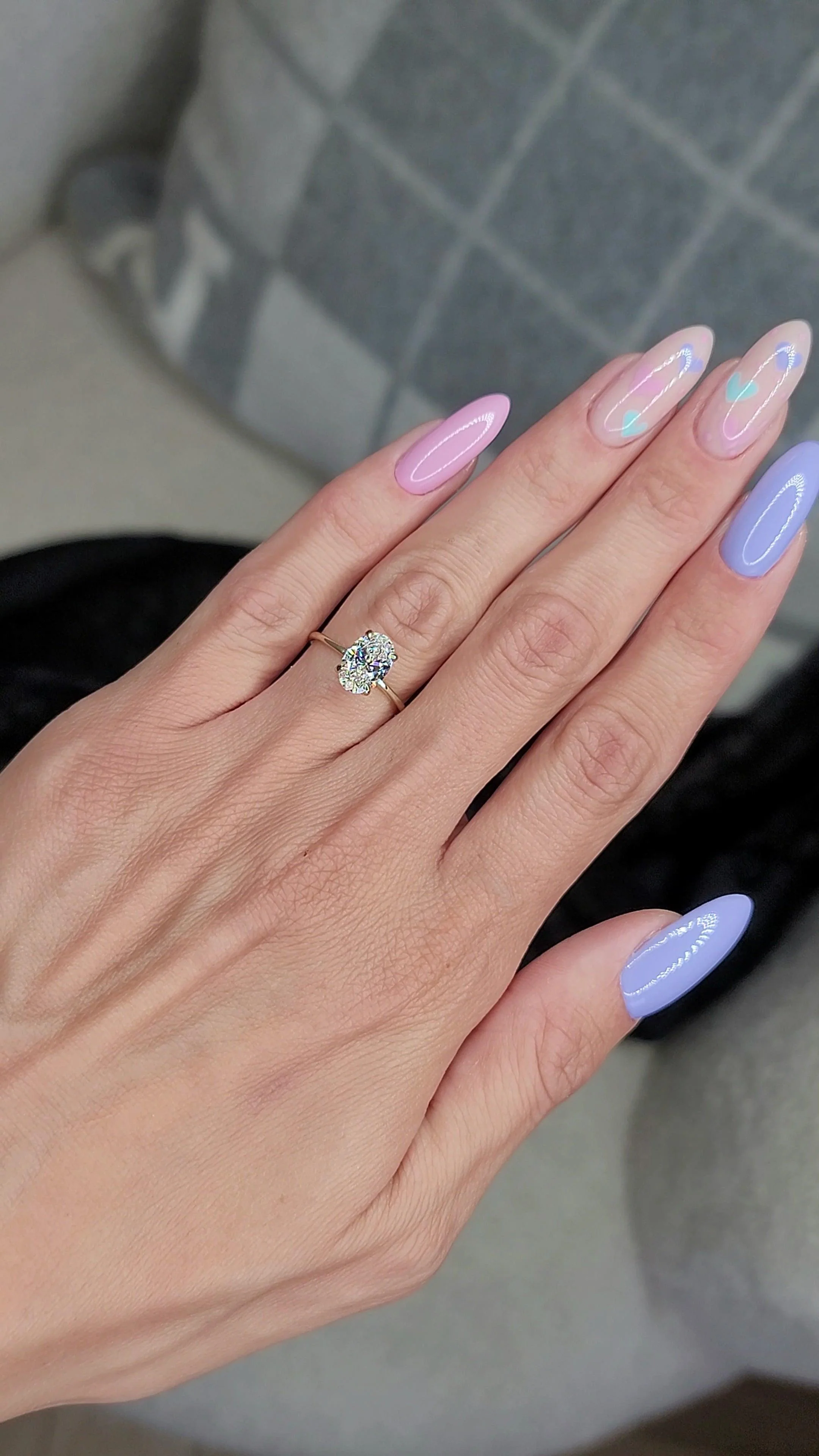 1.70 Carats Lab Grown Oval Cut Two Tone Solitaire Hidden Halo Diamond Engagement Ring - Image 2
