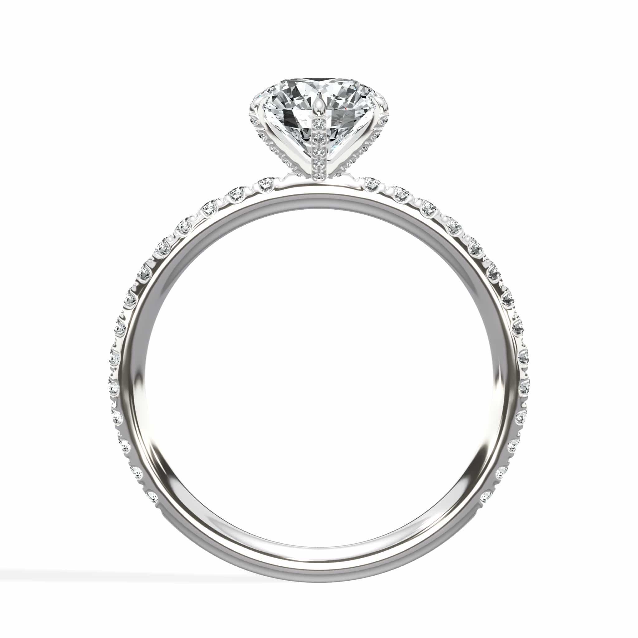 1.75 Carats Lab Grown Round Brilliant Cut Micropave Side Stones Accented Prongs Diamond Engagement Ring - Image 5