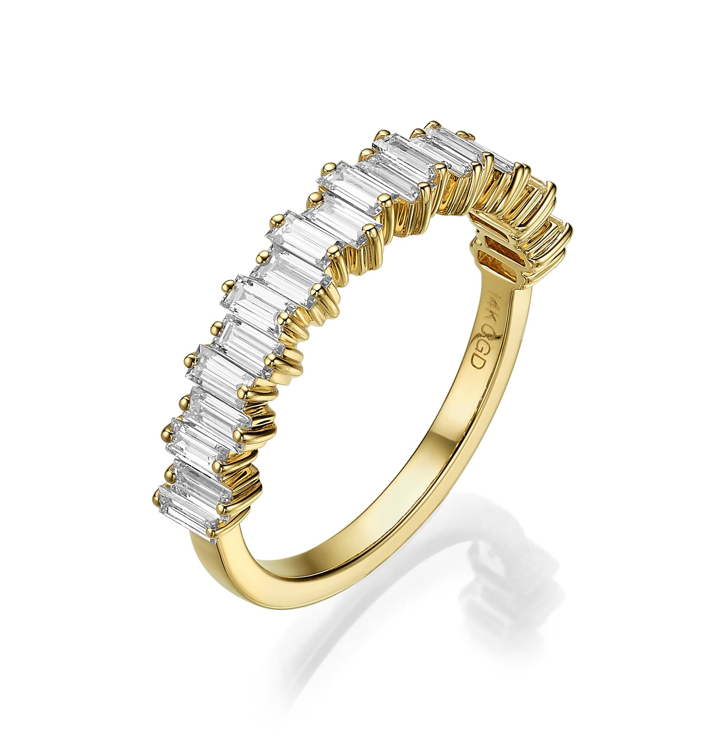 1 Carat Baguette Lab-Grown Diamond 3/4 Eternity Band in 14k Yellow Gold - Image 2