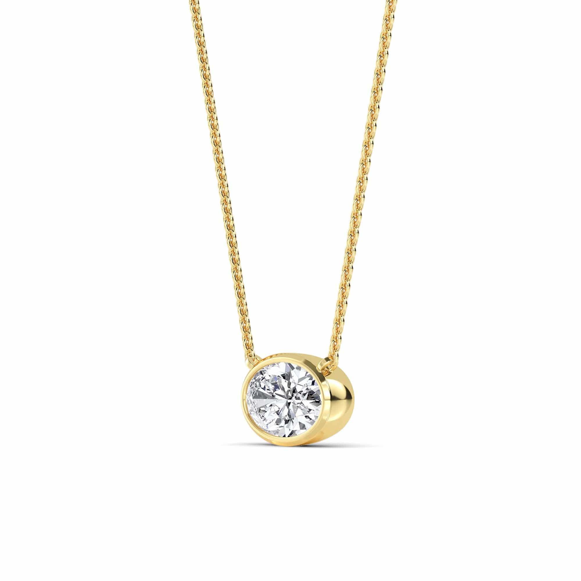 1 Carat Lab Grown Oval Cut Bezel Set East-West Diamond Solitaire Pendant Necklace - Image 3