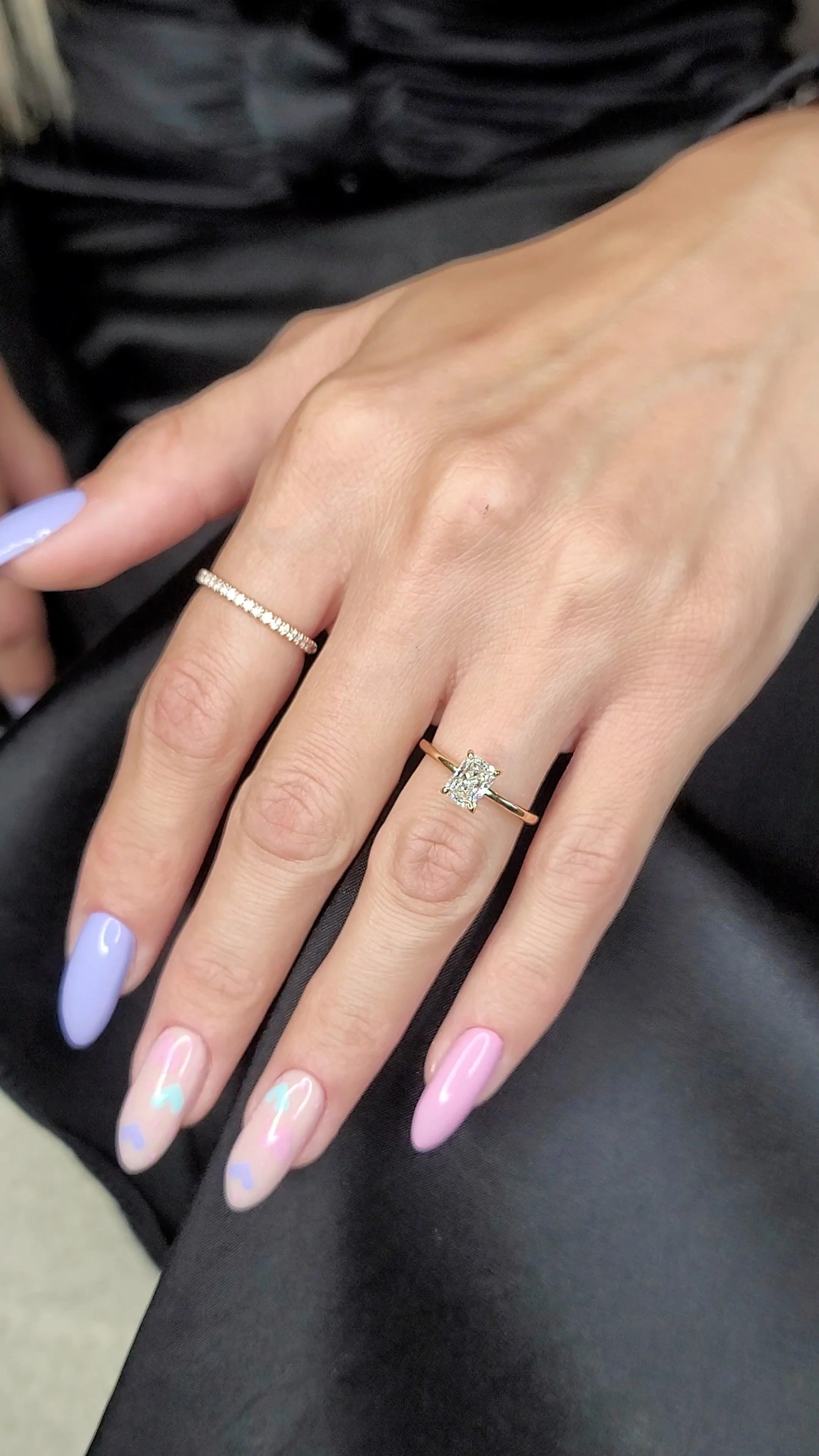 1 Carat Lab Grown Solitaire Radiant Cut Diamond Engagement Ring - Image 2