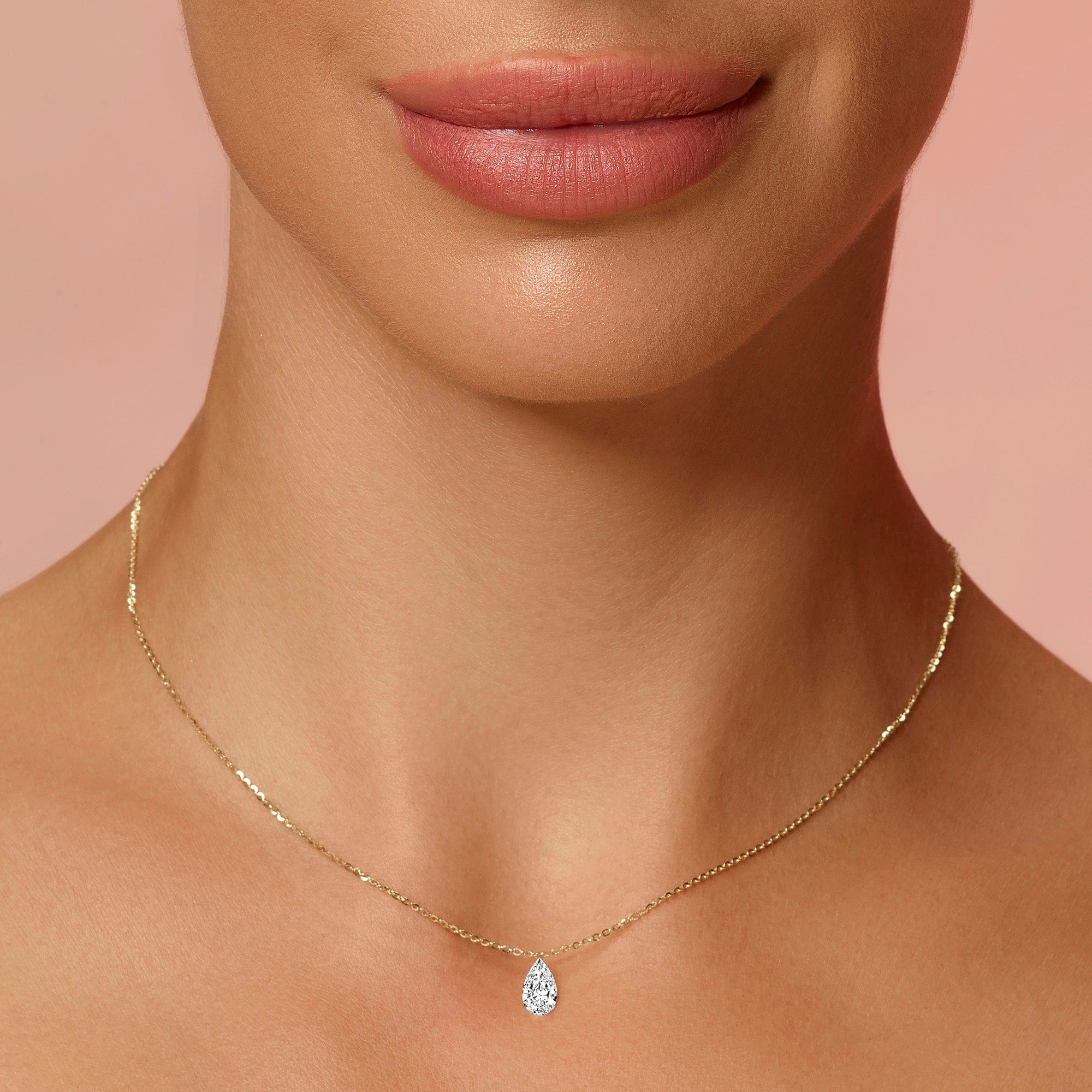 0.75 Carat Pierced Pear Shaped Lab Grown Diamond Necklace - Image 2