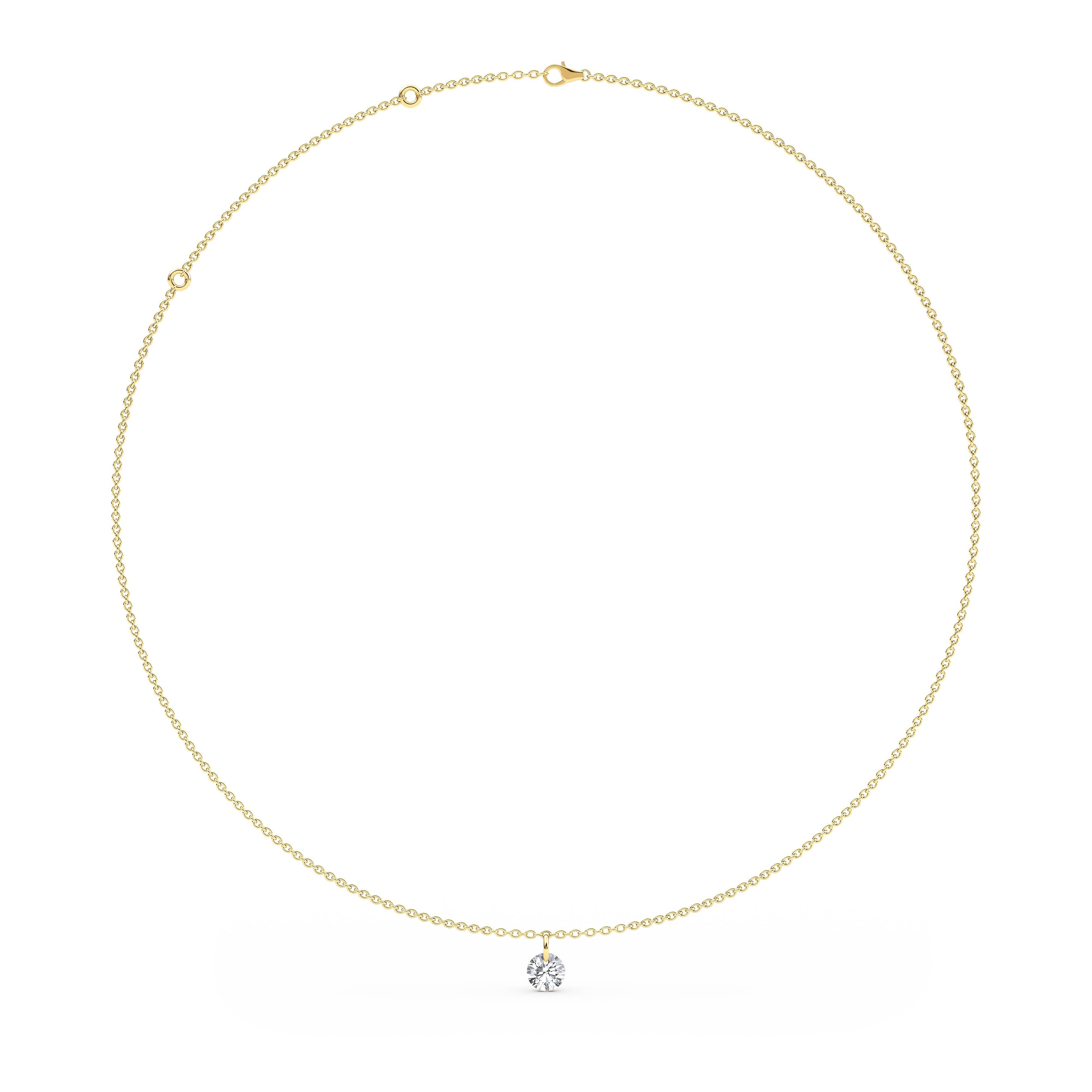 1 Carat Pierced Round Cut Lab Grown Diamond Necklace