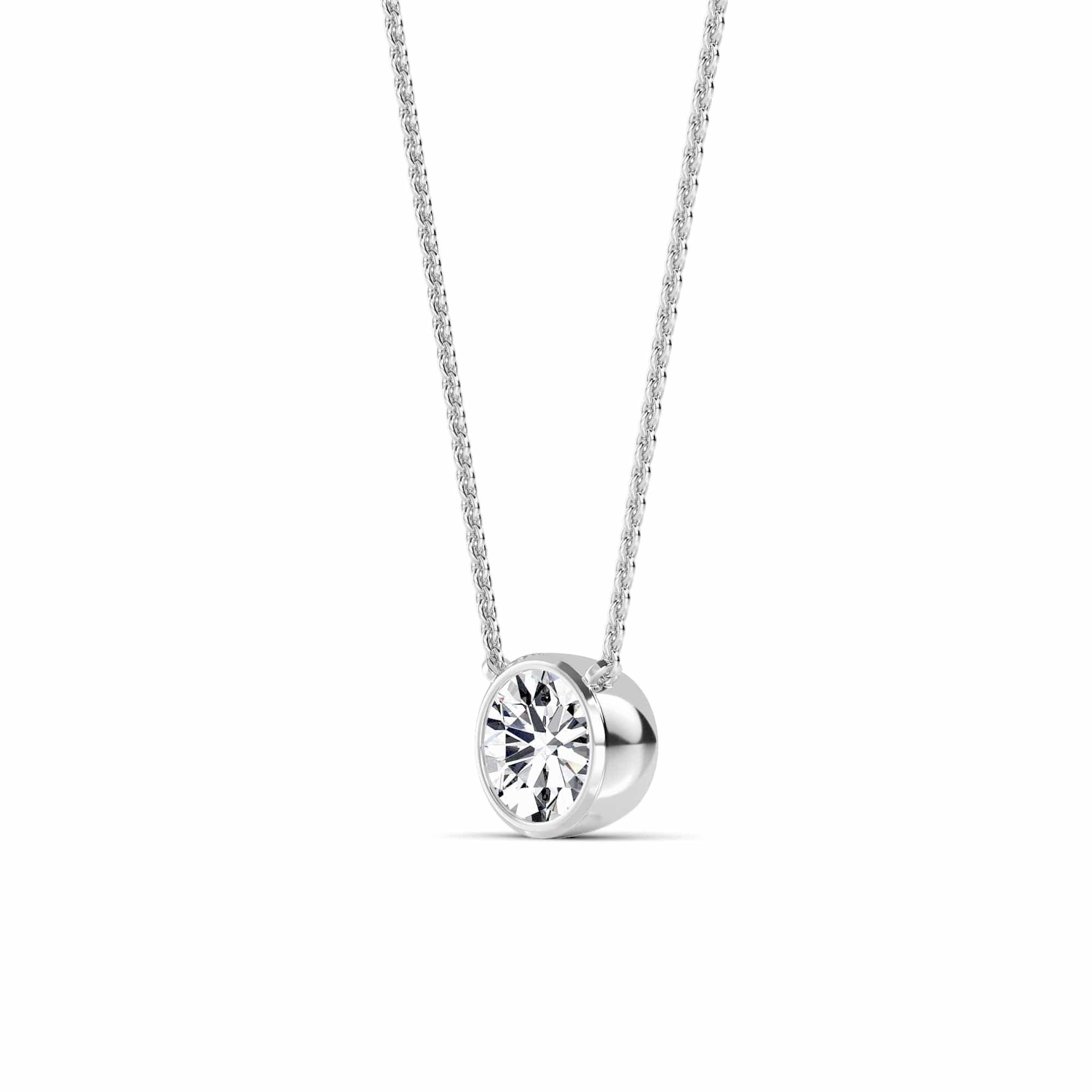 1 Carat Round Cut Bezel Set Lab Grown Diamond Solitaire Pendant Necklace - Image 6