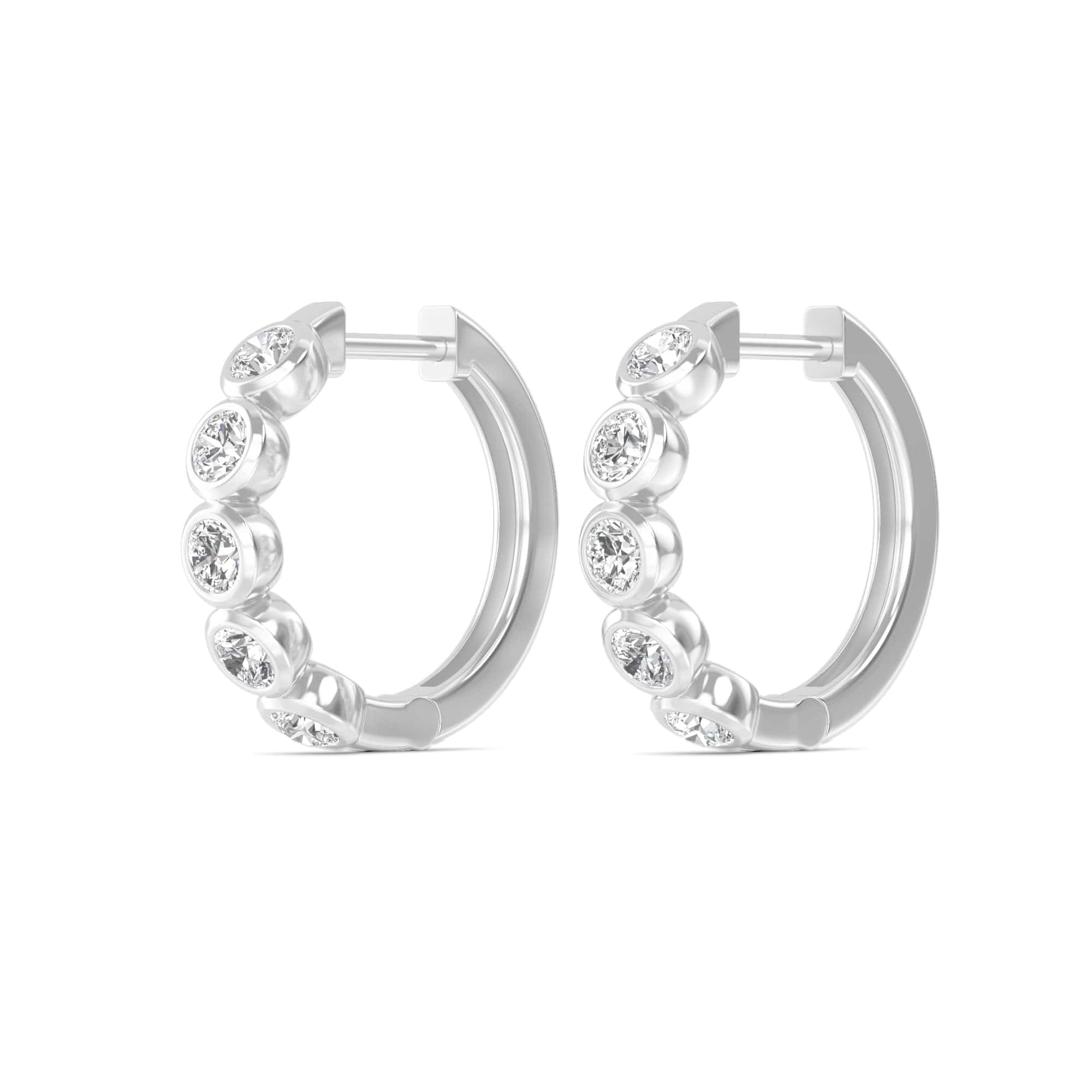 1 Carat Round Lab Diamond Bezel Set Huggies Hoop Earrings 14K Gold - Image 10